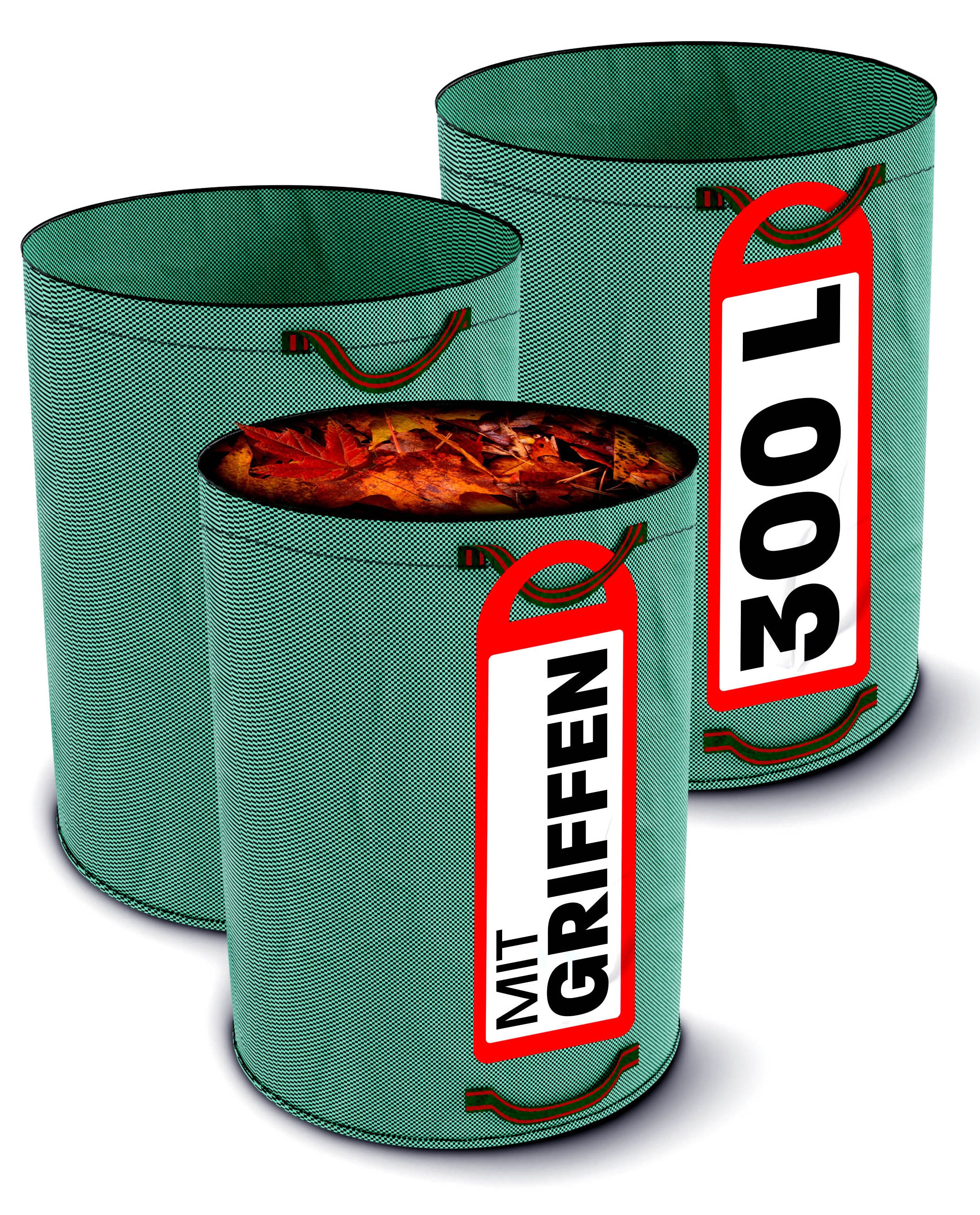 Praknu Gartenbox 3x Gartenabfallsack 300 Liter - Laubsack Mit 4 Reißfesten Griffen (3er Set, 3 St., 3x Gartenabfallsack 300L, 4 Griffe, PP 150g/m), Wasserdicht, Strapazierfähig, PP Gewebe 150g/m², Reißfest, Faltbar