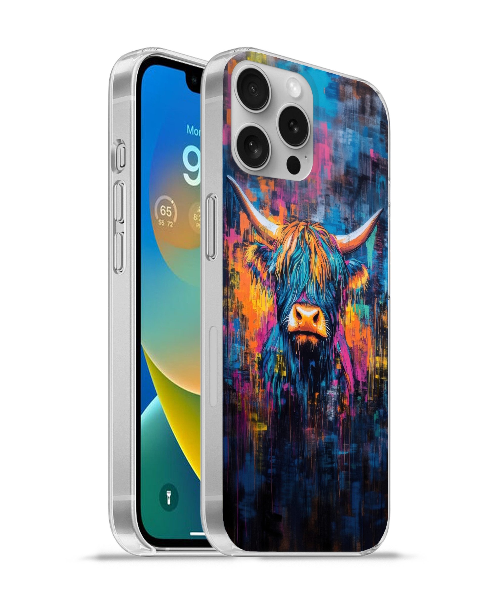 MuchoWow Handyhülle für Apple iPhone 16 Pro Max Schottischer Highlander - Abstrakt - Farbe, Smartphone-Bumper, Print, Handy Schutzhülle Dünn