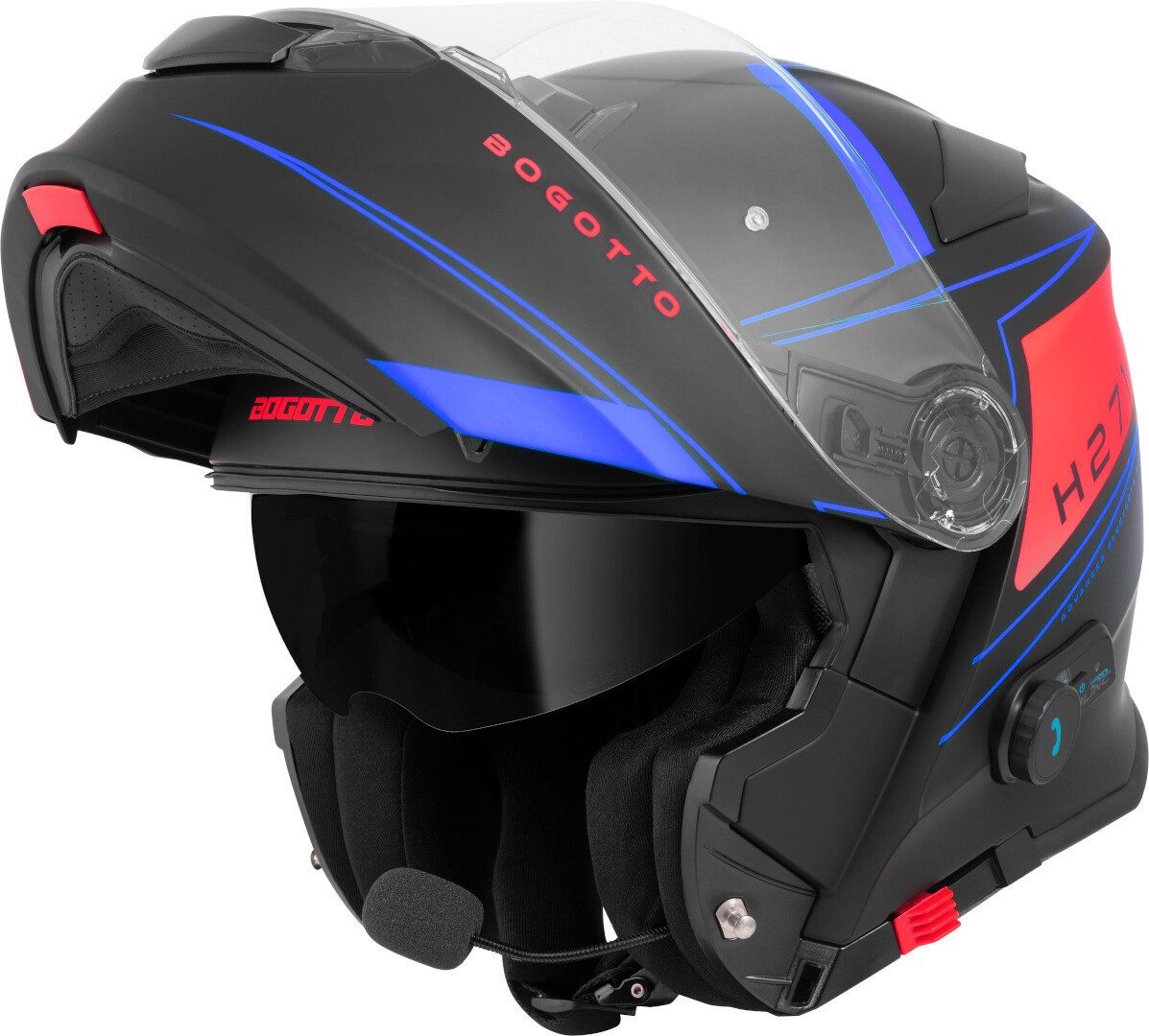 Bogotto Motorradhelm H271 Taog Bluetooth Klapphelm, integriertes Sonnenvisier,integriertes Kommunikationssystem