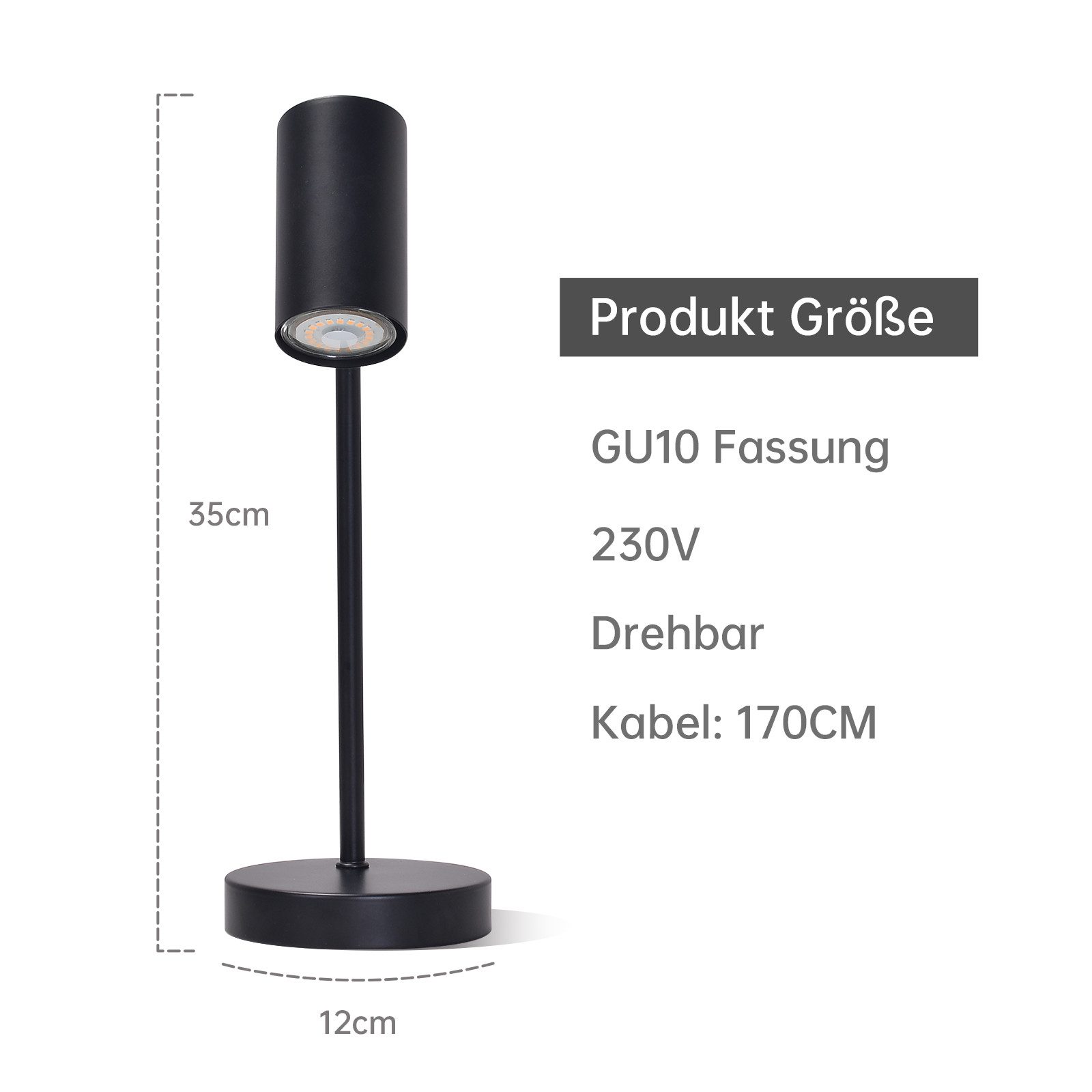 ZMH LED Tischleuchte GU10 Nachttischlampe Schwenkbar günstig online kaufen
