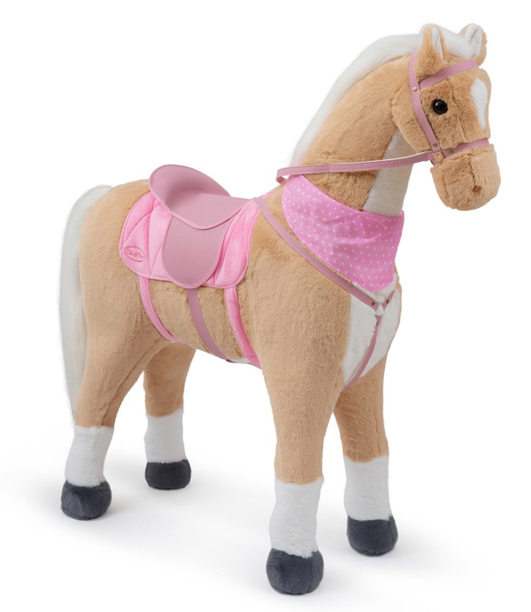 ELLA & PIET® Stehpferd Großes XXL Standpferd STELLA mit Sattel (Beige-Rosa), Spielpferd, Kinderpferd, Plüschpferd, Reitpferd