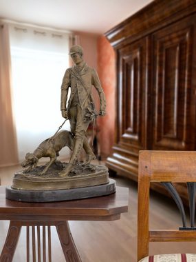 Aubaho Skulptur Bronzeskulptur Jäger nach Pierre Jules Mene Jagd Statue Figur 46cm Kop