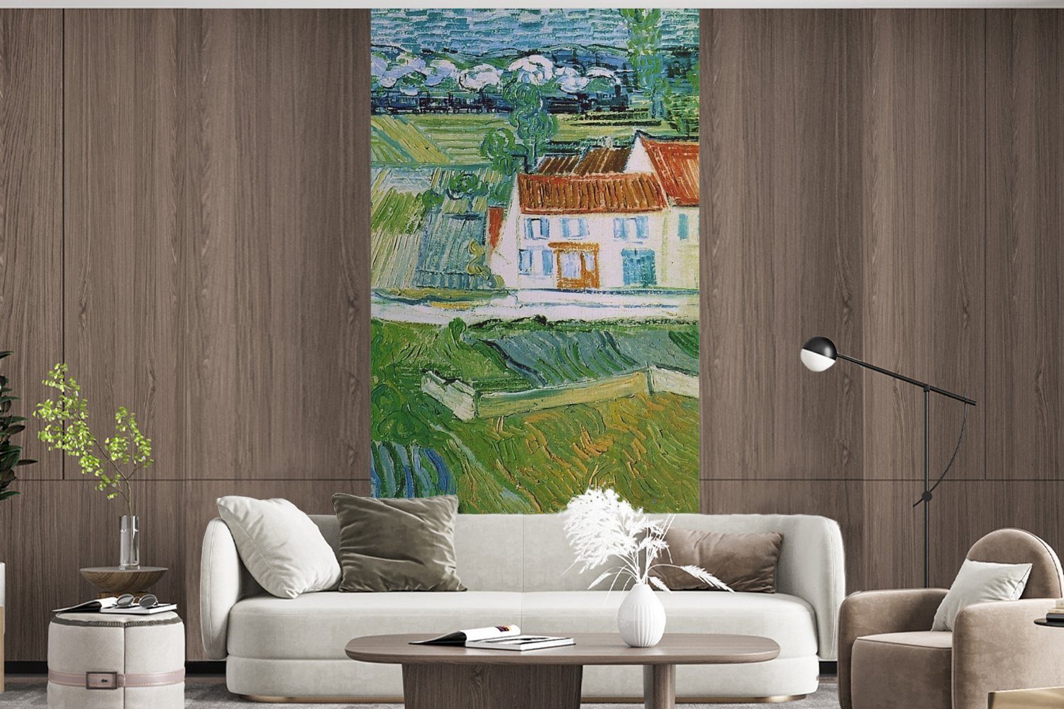 bedruckt, Vincent - Schlafzimmer Zug St), Landschaft MuchoWow Gogh, (2 für Wohnzimmer Matt, und Vliestapete Fototapete Fototapete van mit Kutsche Küche,