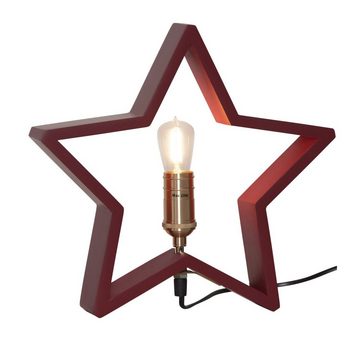 STAR TRADING LED Stern Holzstern Adventsstern Weihnachtsstern Tischlampe stehend 30cm E14