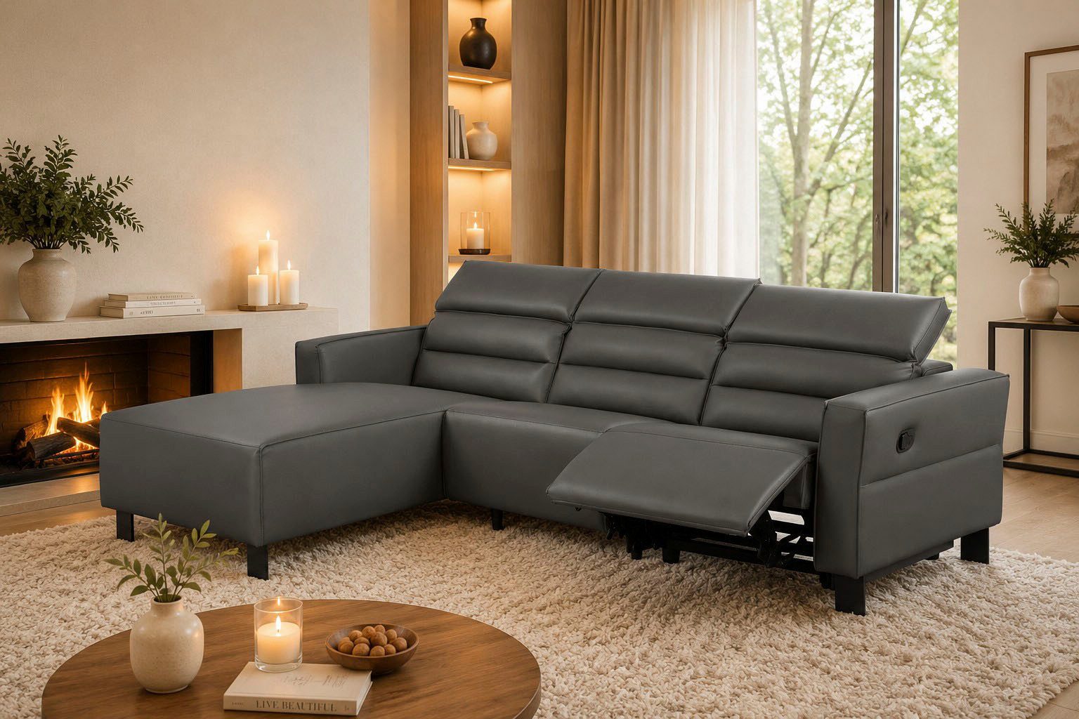 OTTO home Ecksofa Carpari, L-Form, 263 cm, manuelle o. elektrische Relaxfunktion, USB A/C und Kopfteilverstellung