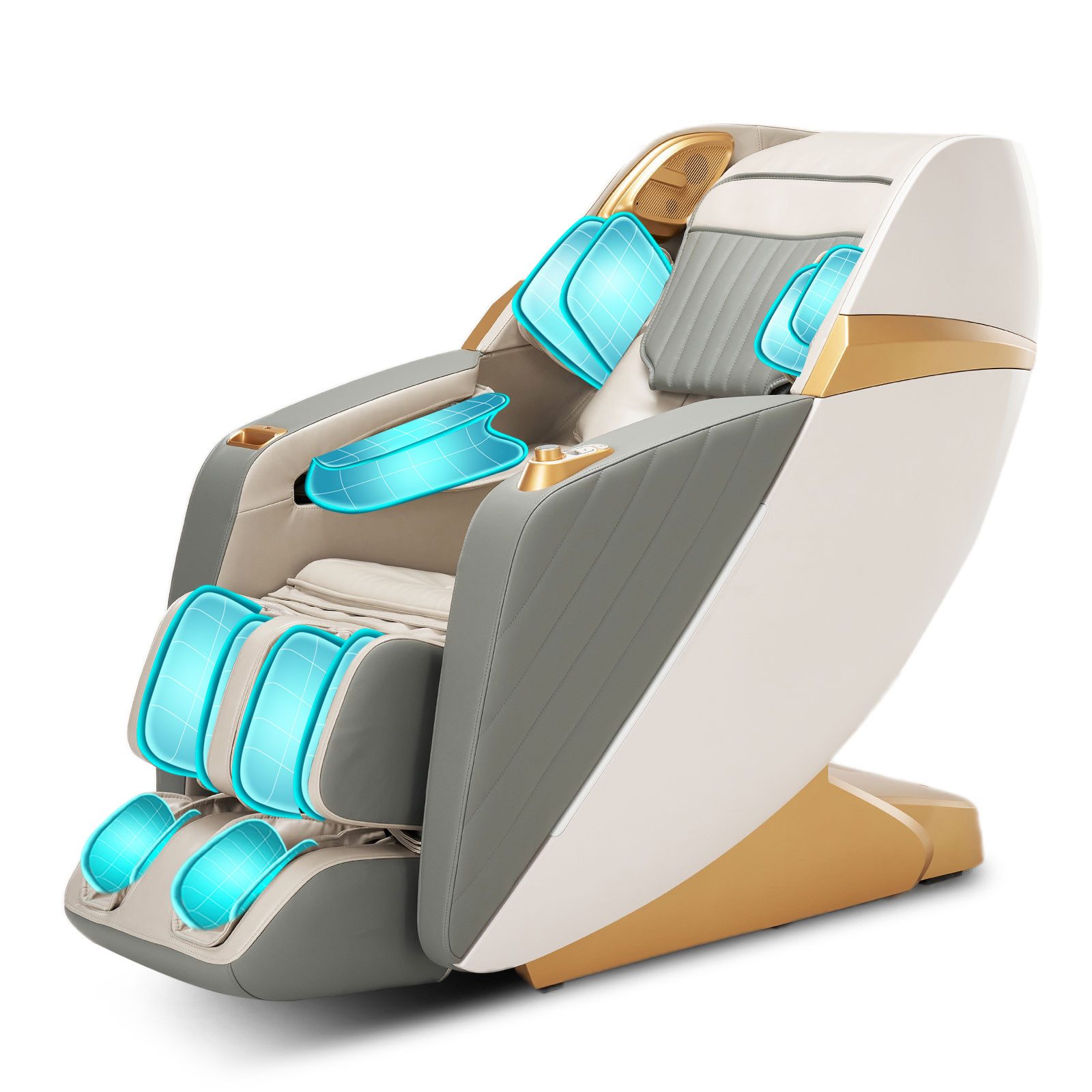 HealthRelife Massagesessel Shiatsu Ganzkörpermassage mit Körperscan, S+L Schiene (1-St), Zero-Gravity, Automatischer Wadenstützverlängerung und Wadenknetmassage