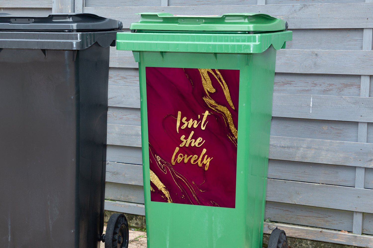 Container, - (1 Wandsticker Rosa MuchoWow Gold St), Mülltonne, Mülleimer-aufkleber, - - Sticker, Marmor Abfalbehälter Wunderschön