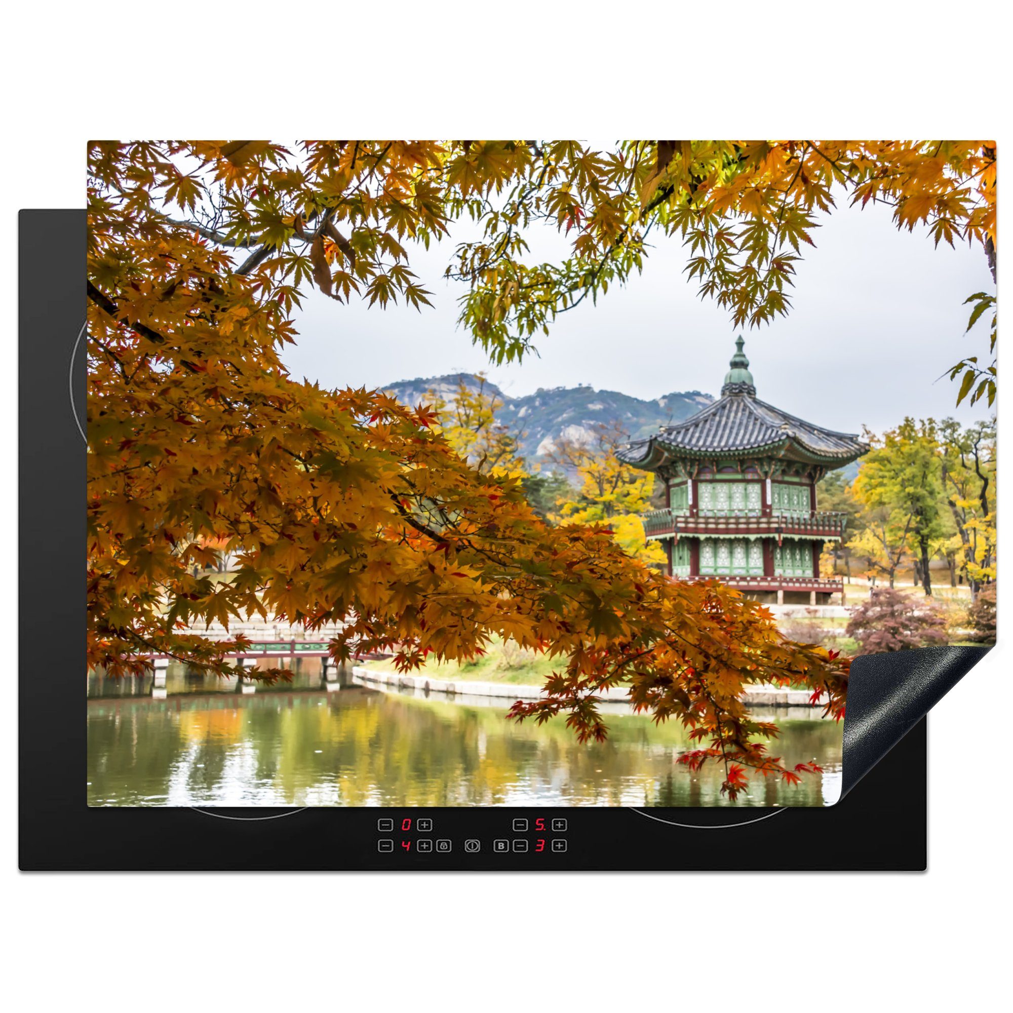 MuchoWow Herdblende-/Abdeckplatte Wasser - Bäume - Korea, Vinyl, (1 tlg), 70x52 cm, Mobile Arbeitsfläche nutzbar, Ceranfeldabdeckung | Herdabdeckplatten