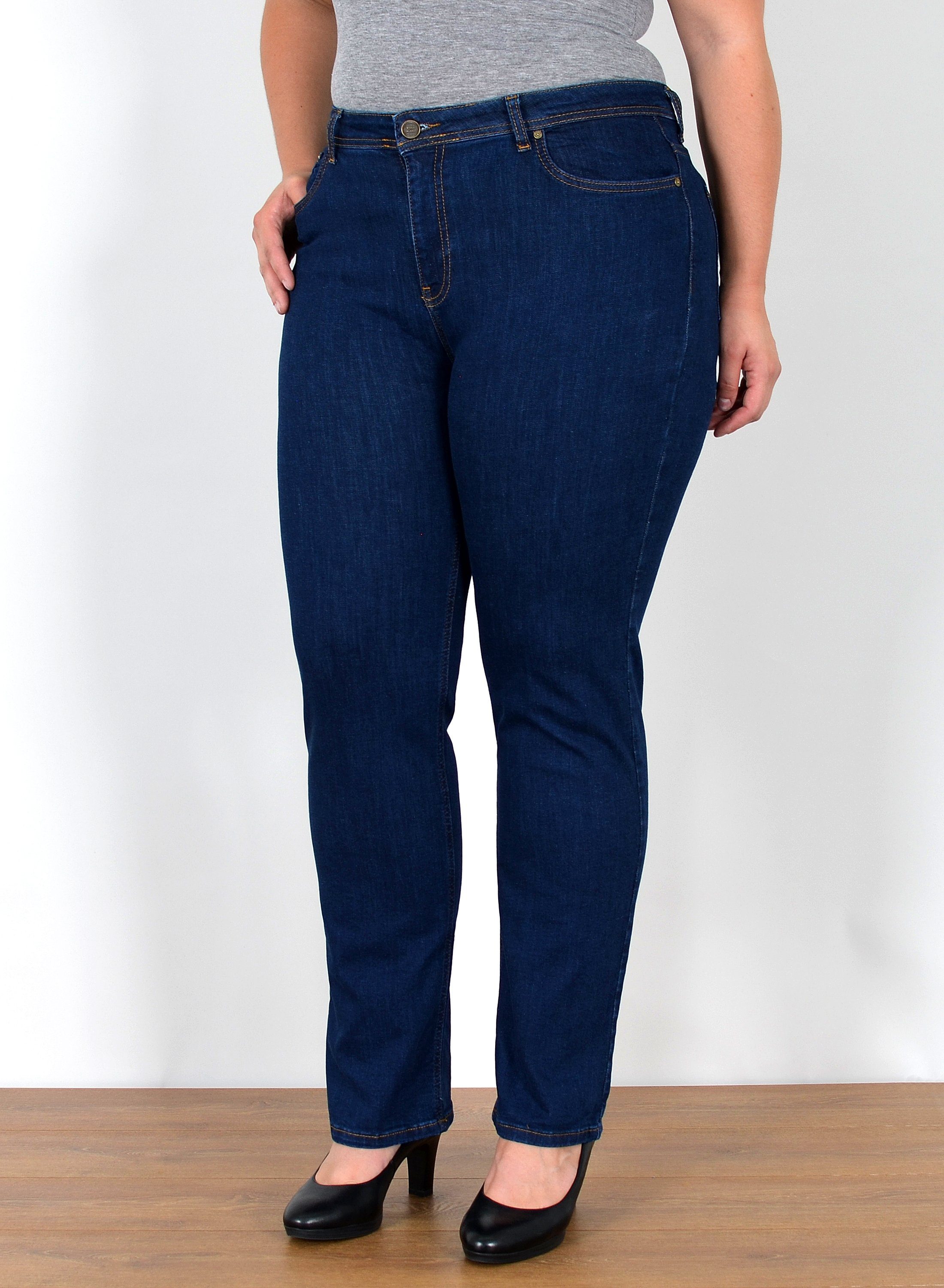 ESRA Straight-Jeans FG3 Straight Fit Jeans High Waist Damen Hose Gerade Schnitt, Damen Stretchjeans bis Übergröße Plus Size Große Größe 7XL, Damen Straight Leg Jeanshose Stretch mit hohem Bund, High Waist Jeans Stretch Straight Fit Hose Übergröße Jeans bis Große Größen, Jeans Damen Jeans Hose Damen Hose, High Waist Jeans Damen High Waist, Damen Jeans Straight Damen Jeans Straight Hose