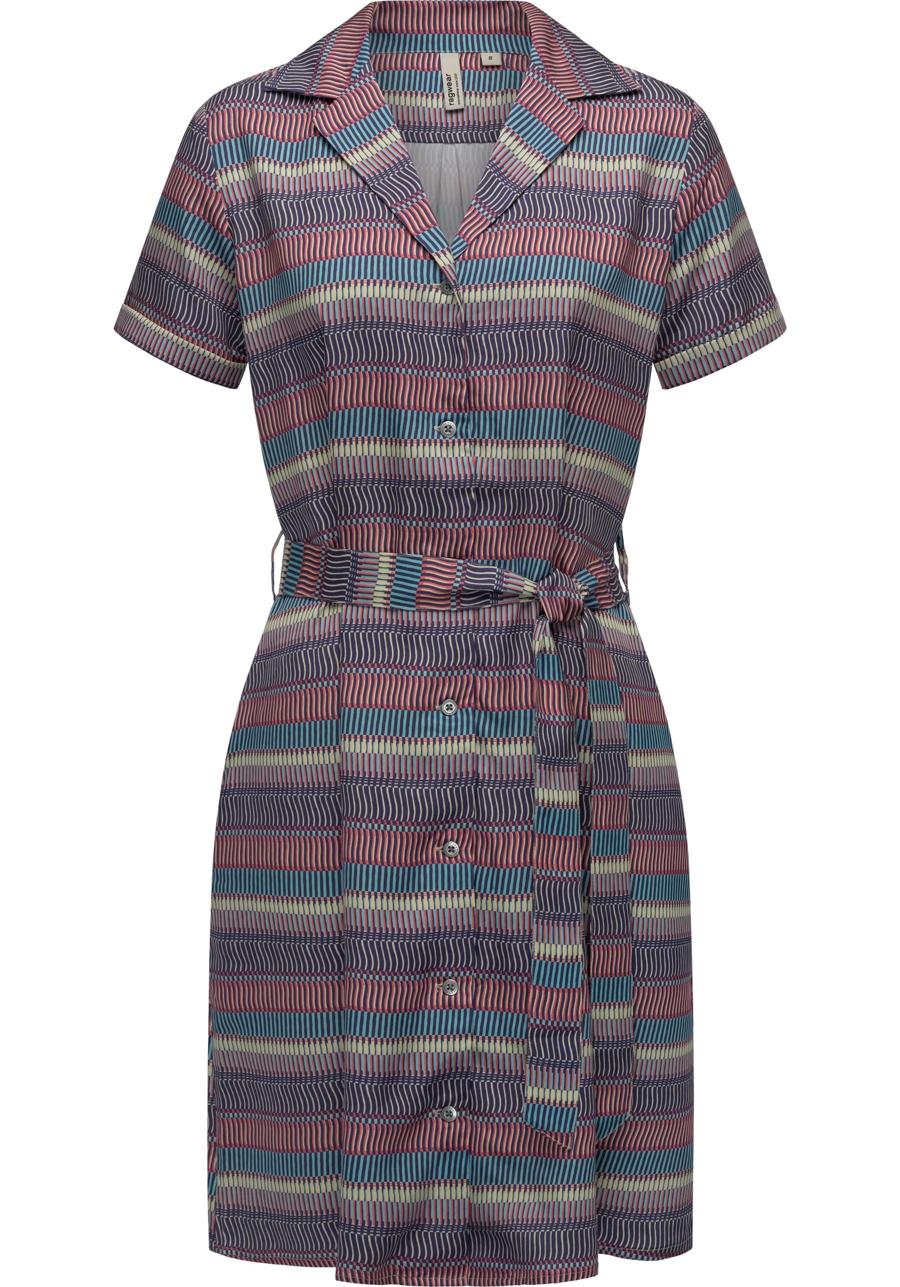 Ragwear Sommerkleid Sawira Gemustertes Midikleid mit Knopfleiste