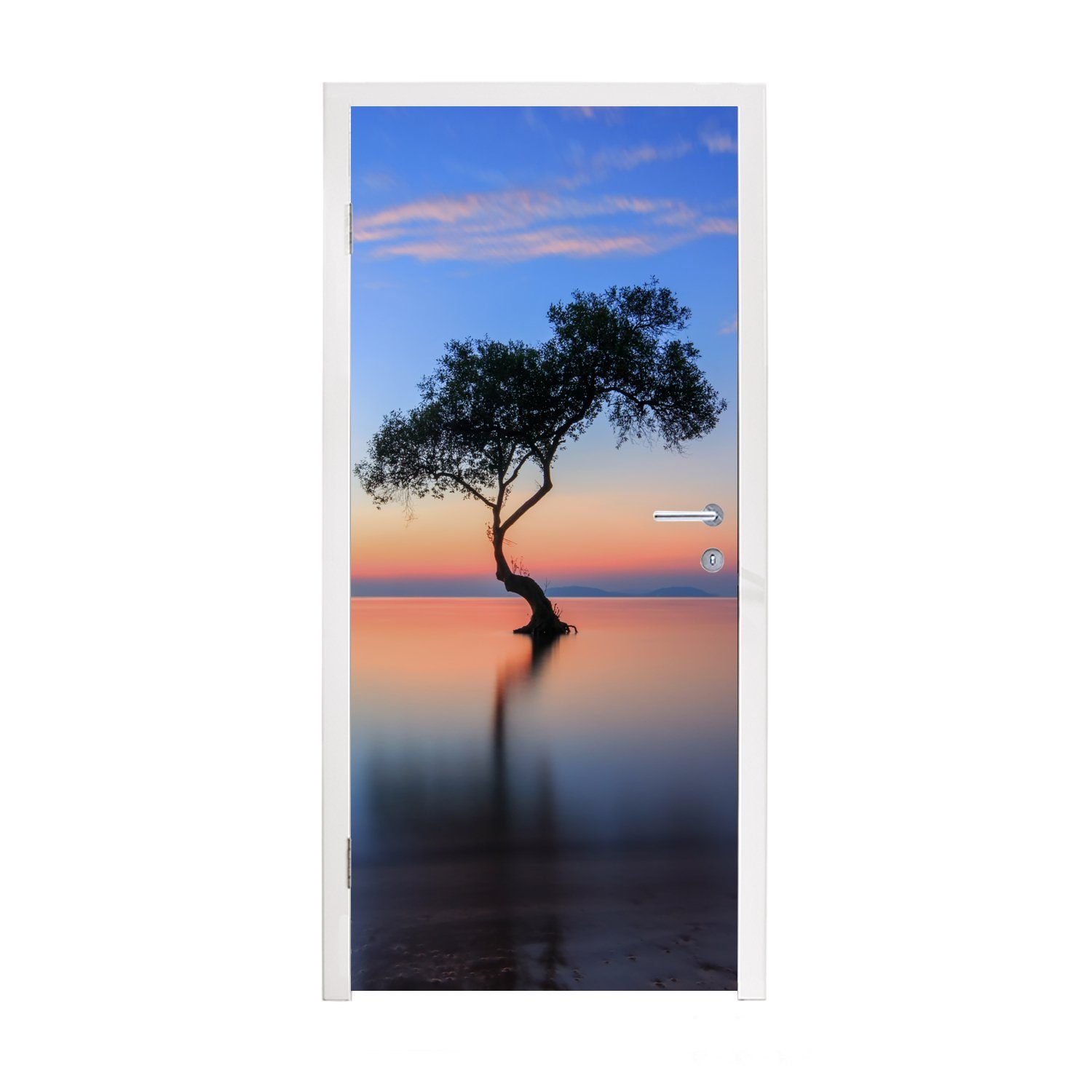 MuchoWow Türtapete Baum im Wasser, Matt, bedruckt, (1 St), Fototapete für Tür, Türaufkleber, 75x205 cm