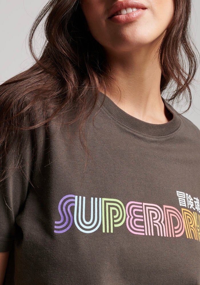 Superdry Rundhalsshirt VINTAGE RETRO Vintage RAINBOW TEE Black