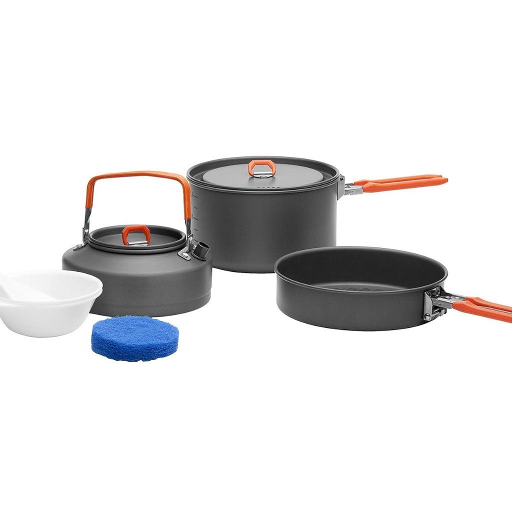 FireMaple Geschirr-Set Camping-Kochset für 2 Personen, antihaftbeschichtet, kompakt (7-tlg), Aluminium, für 2 Personen, Antihaftbeschichtet, kompakt, leicht