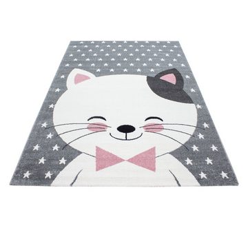 Teppich Niedliches Katze design, Teppium, Rechteckig, Höhe: 11 mm, Kinderteppich Katze Design Rosa Baby Teppich Kinderzimmer Pflegeleicht