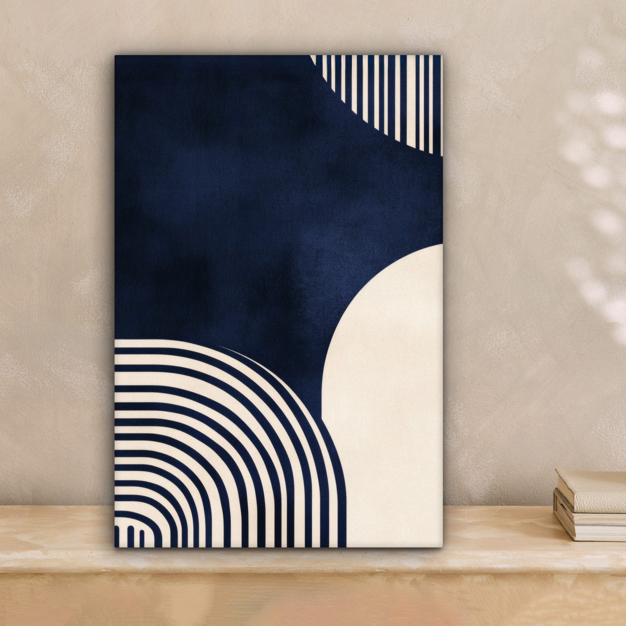 OneMillionCanvasses® Leinwandbild Dunkelblau - Abstrakt - Linien, Fotodruck günstig online kaufen