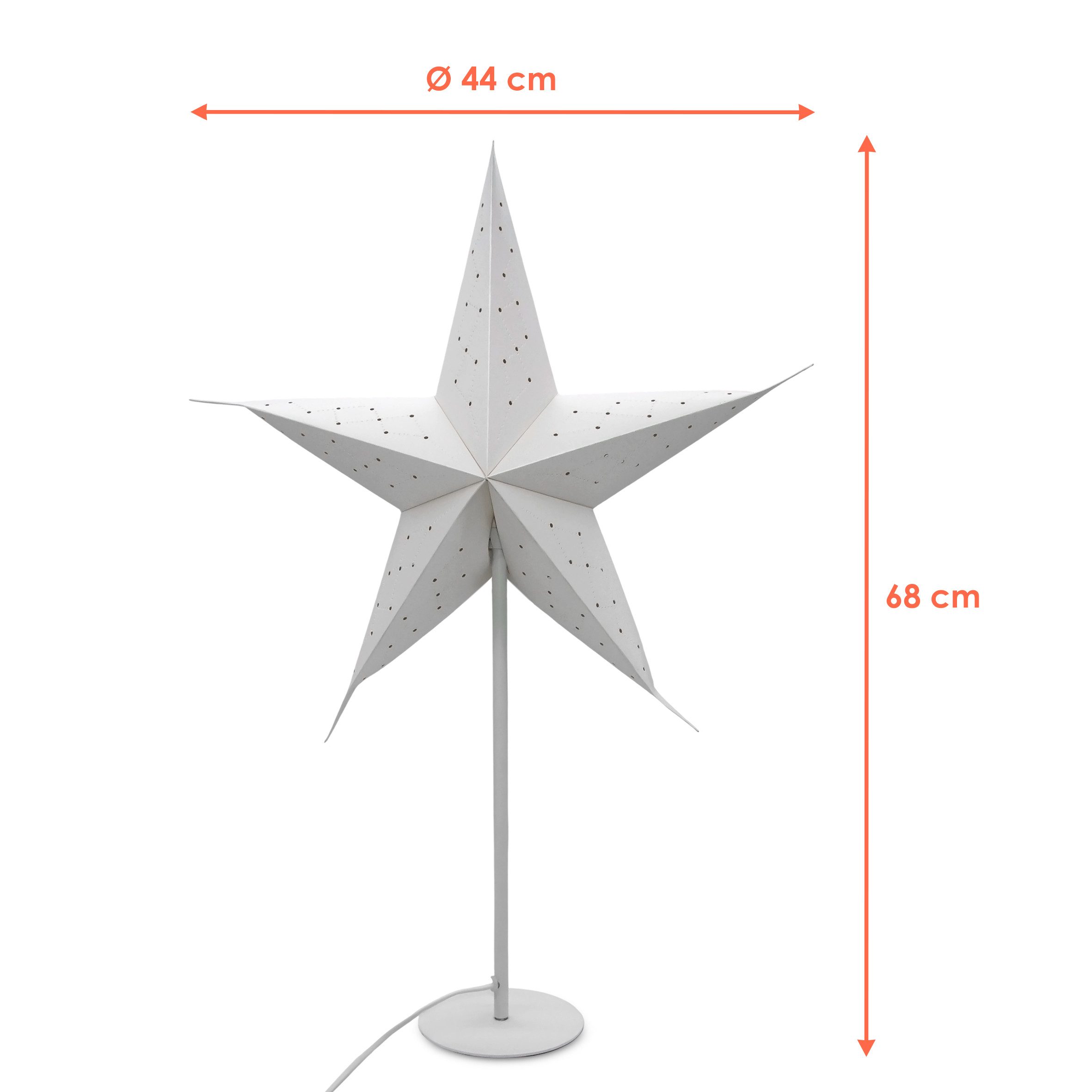 Spetebo LED Stern Sternenlampe 44x13x68 cm - Star with lighting -, An / Aus, ohne Leuchtmittel, warmweiß, Stern Tischlampe mit Papier Lampenschirm - Weihnachten Advent Winter