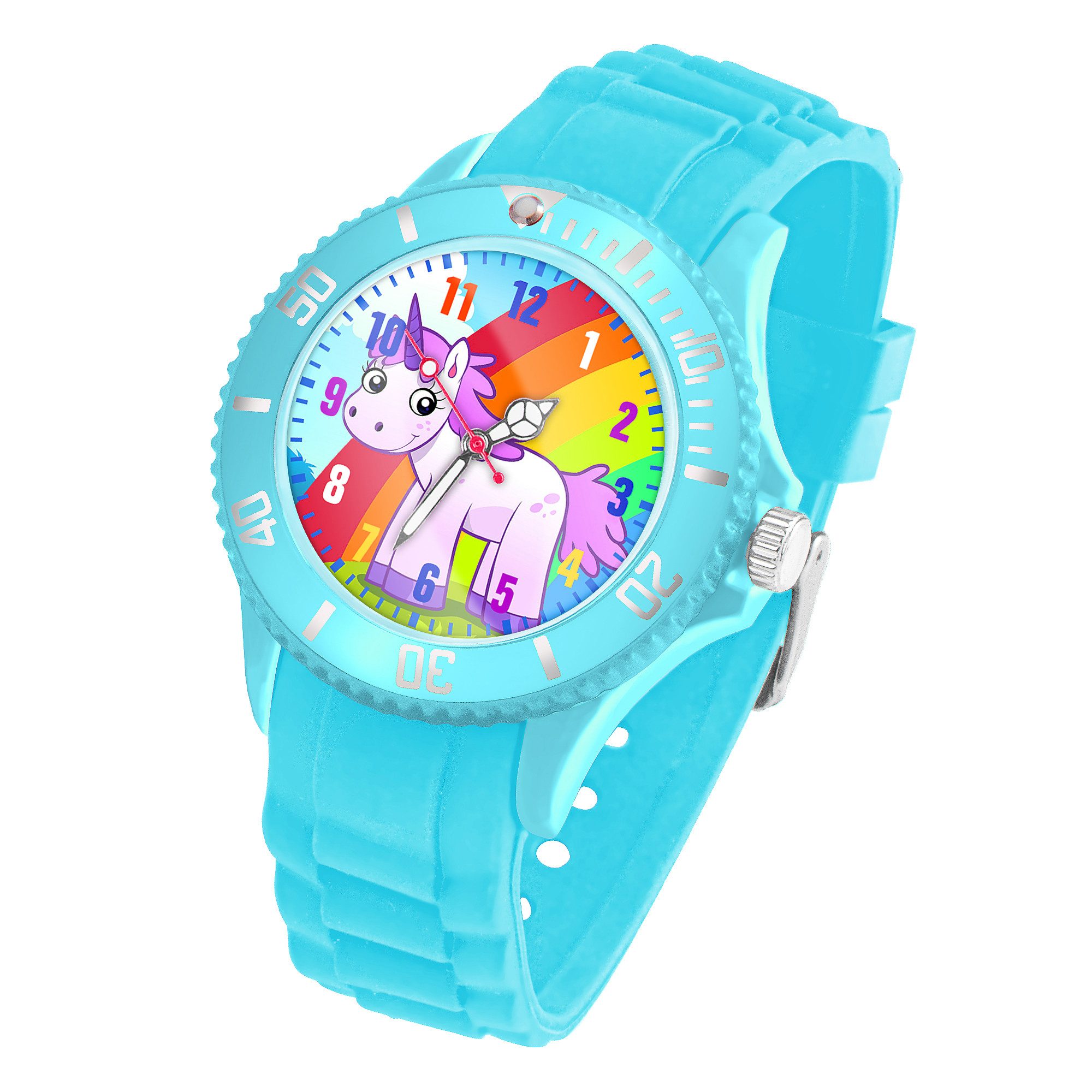 Taffstyle Quarzuhr Kinder Armbanduhr Silikon Regenbogen Lernuhr Analog Bunt Unisex, (Bunte Sportarmbanduhr mit verstellbarem Silikonarmband für Mädchen und Jungen, 1-tlg), Geschenkidee zum Schulanfang oder Geburtstag