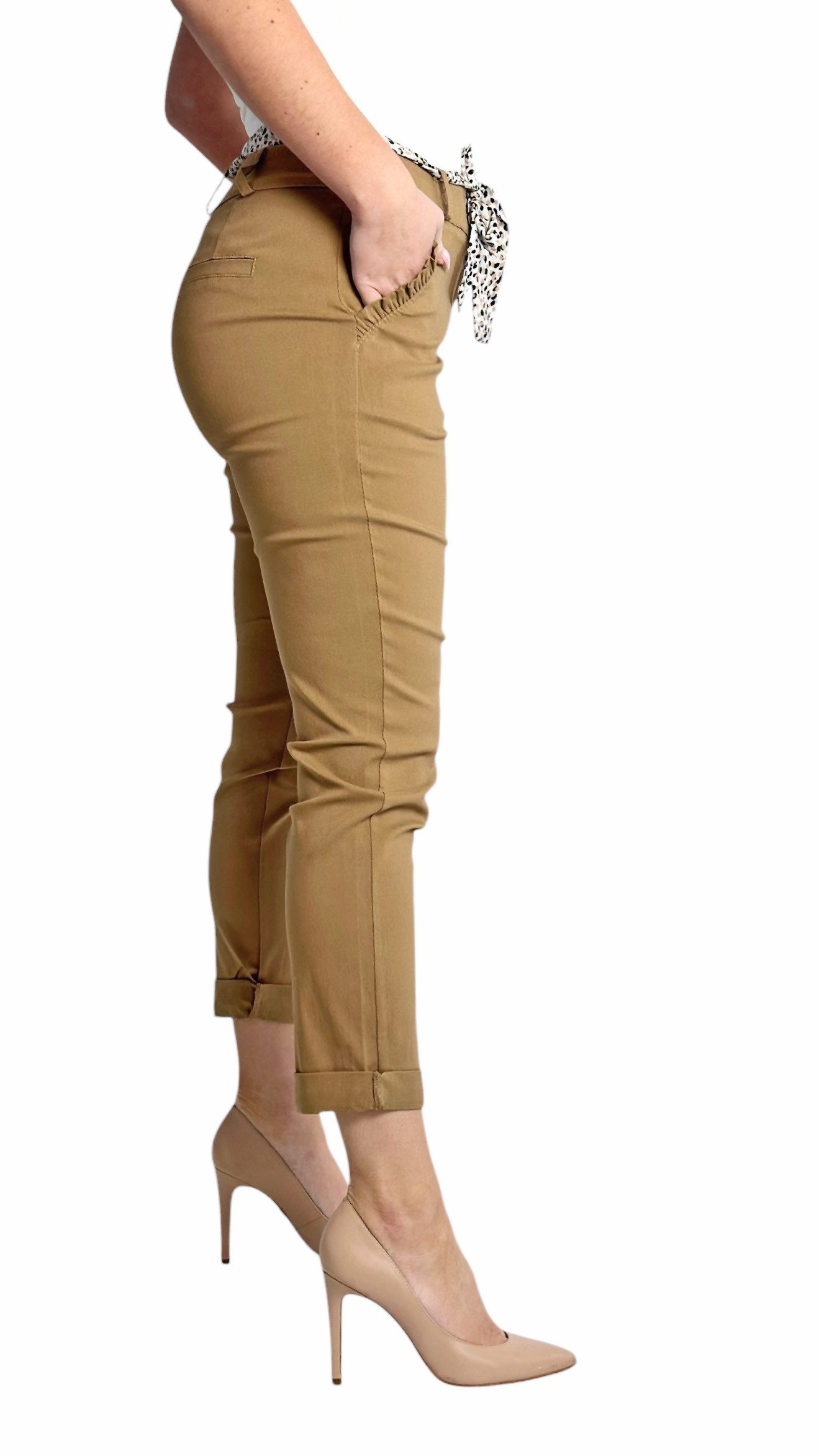 Mississhop Stretch-Hose Female Damen Stretch Klassische Chino Hose mit gemustertem Tuch N. 366