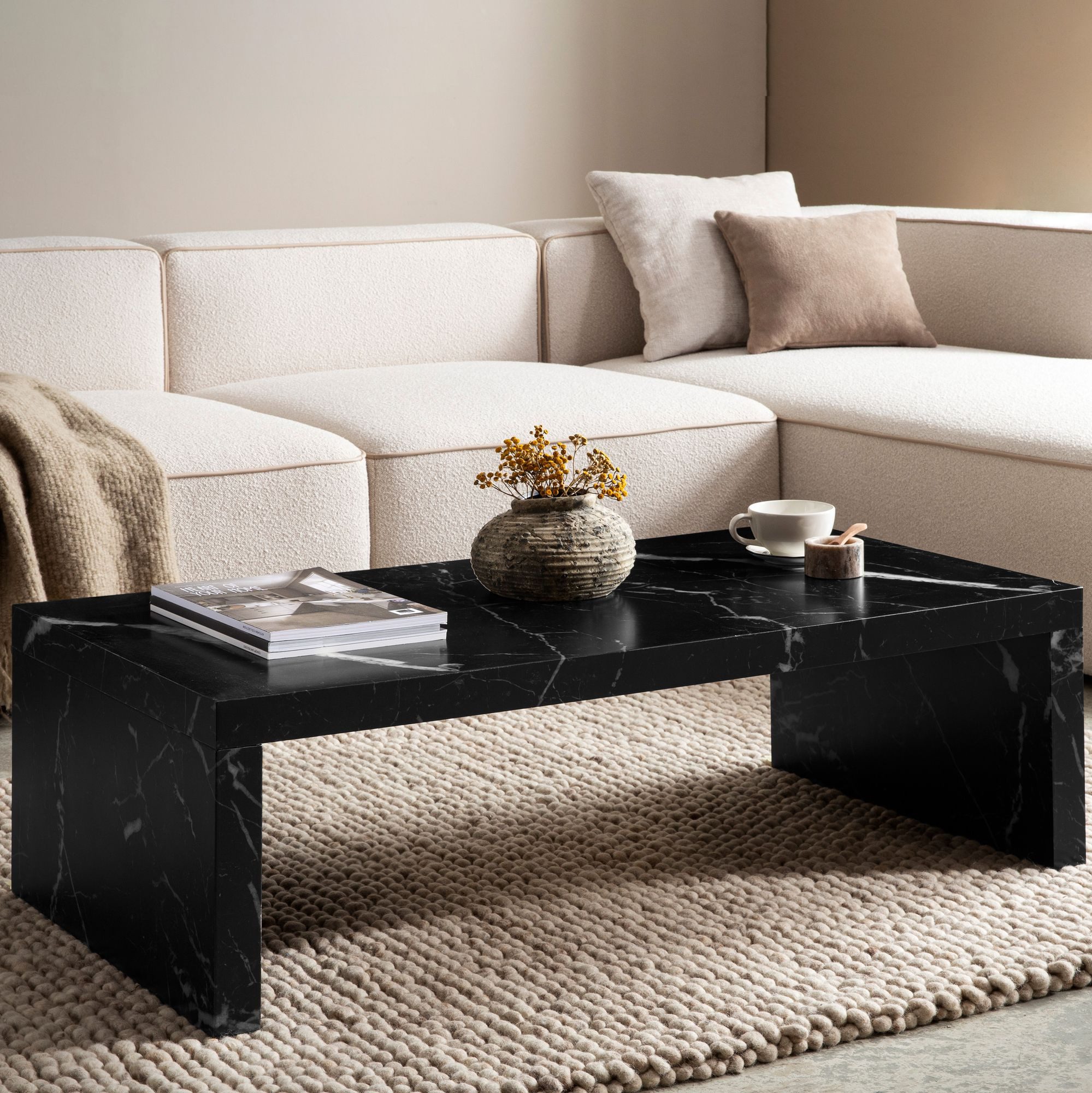 FINEBUY Couchtisch Couchtisch 110 cm Wohnzimmertisch Sofatisch Groß Kaffeet günstig online kaufen