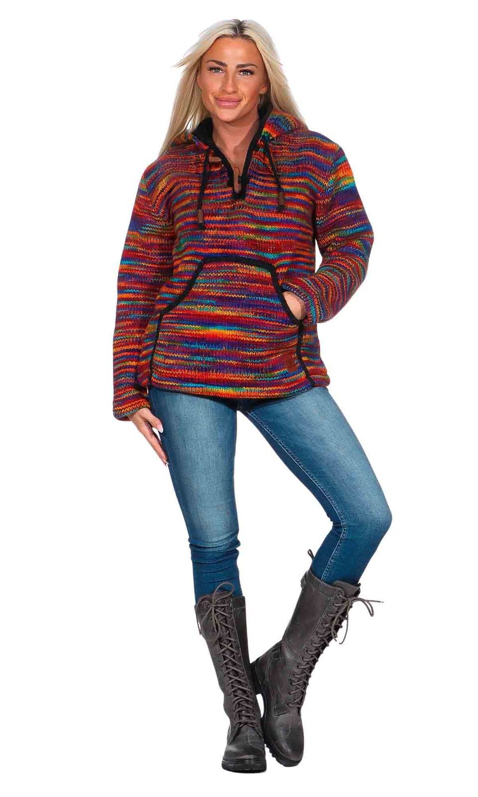 KUNST UND MAGIE Hoodie Hoodie Regenbogen Kapuzenpullover Strickjacke Wolle Winter Pullover