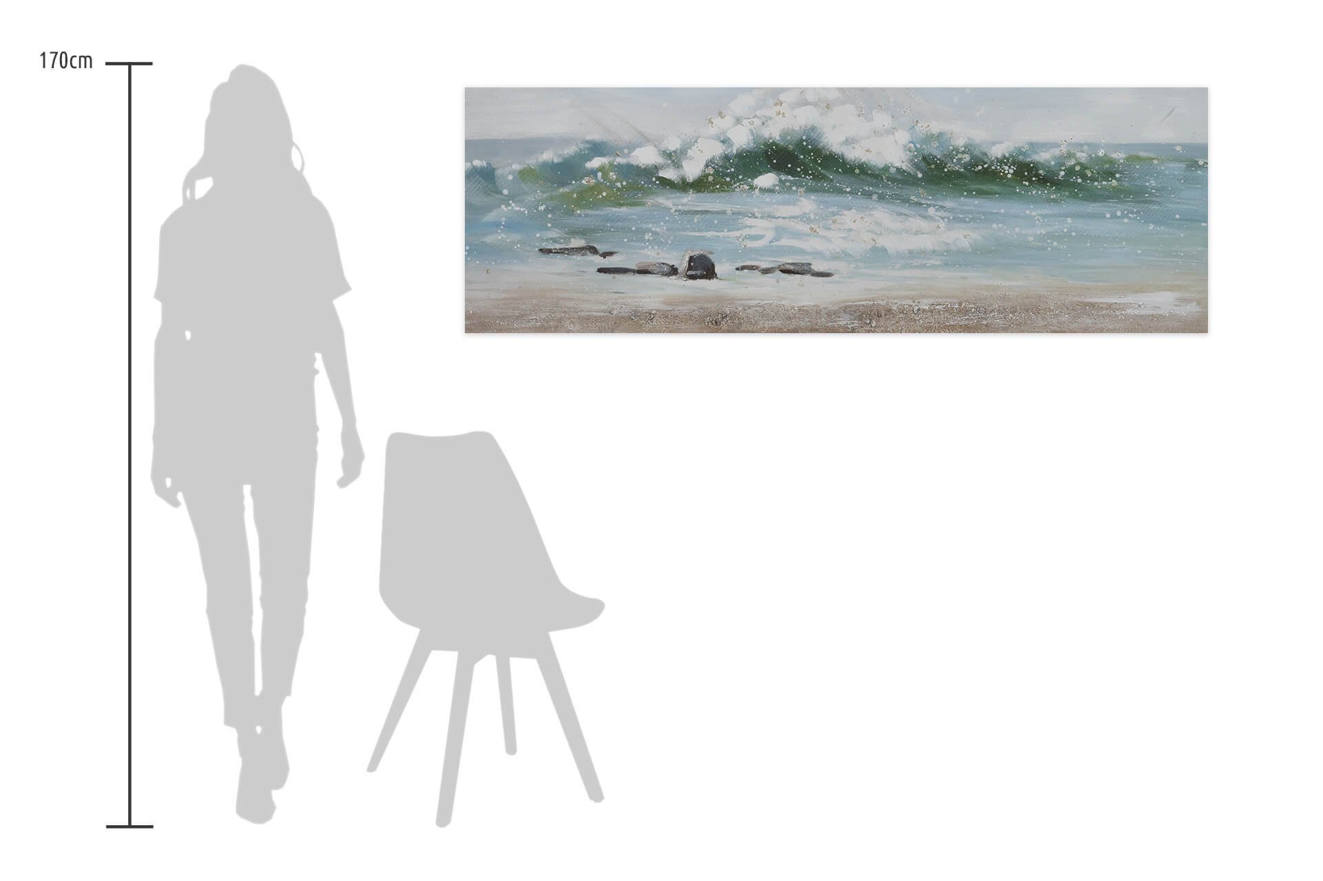 a KUNSTLOFT la cm, Playa 100% Wandbild Leinwandbild HANDGEMALT 150x50 Vamos Gemälde Wohnzimmer