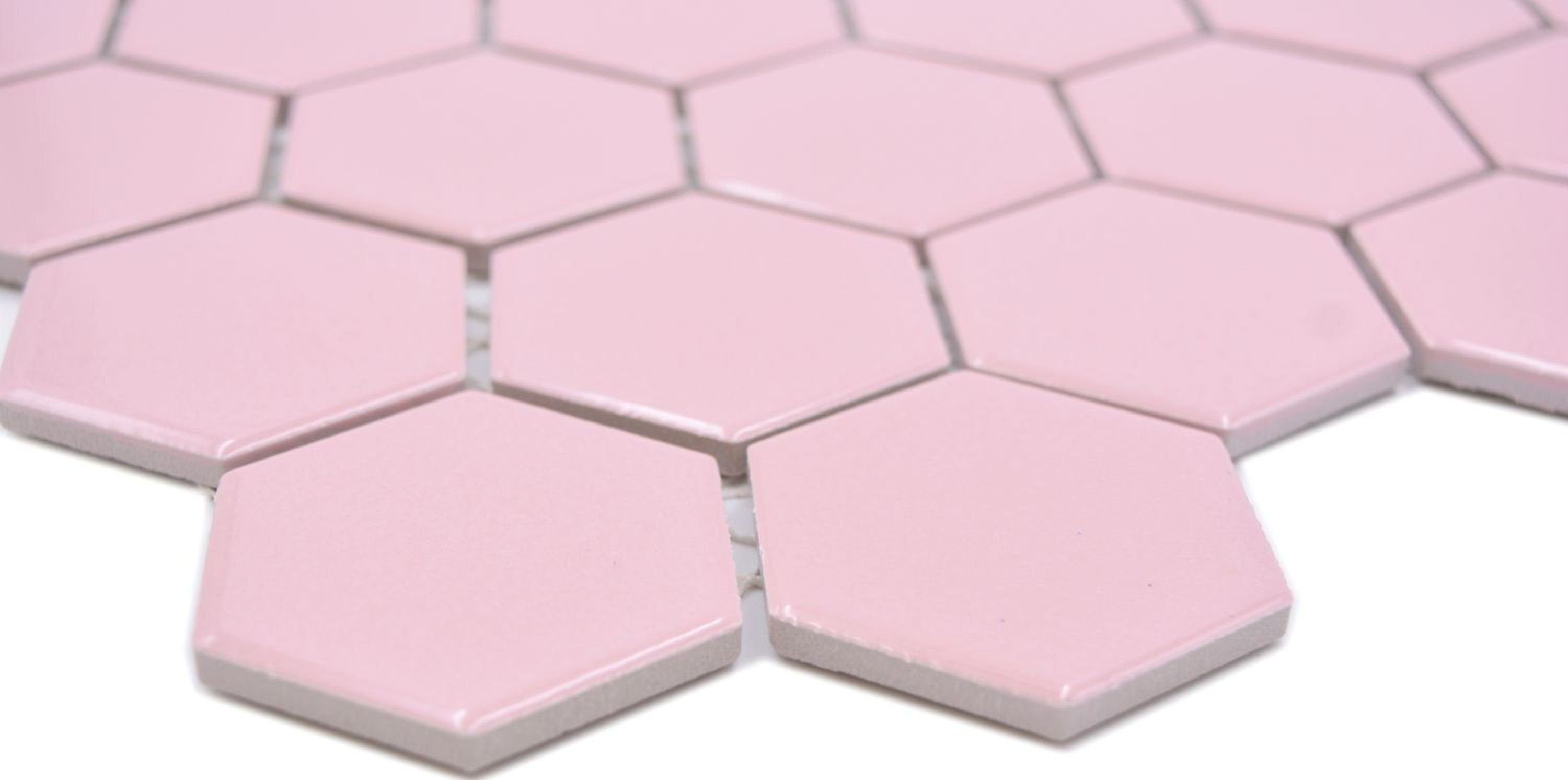Mosani Mosaikfliesen Hexagonale Sechseck Mosaik Fliese Keramik altrosa