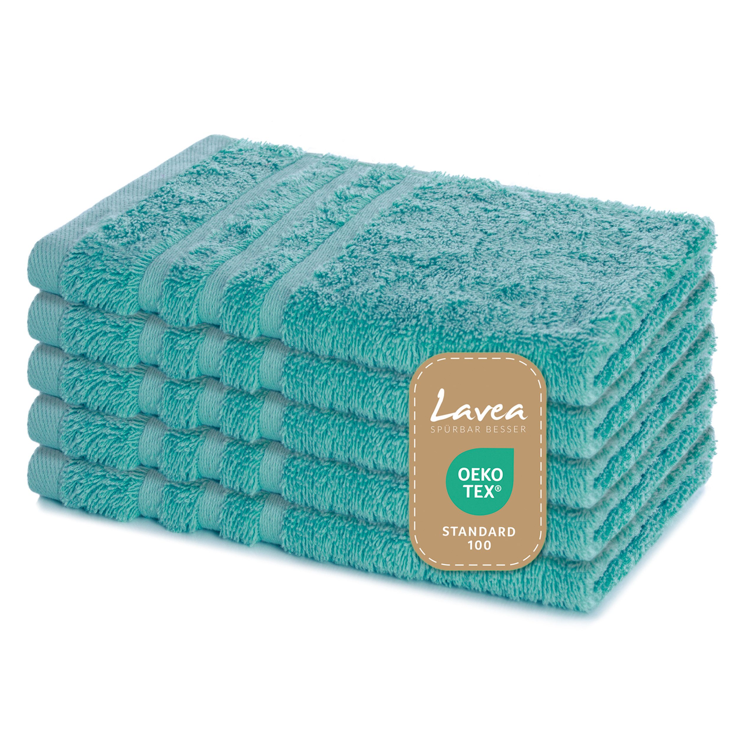 Lavea Gästehandtuch Elena-Frottierserie 30x50 cm, 100% Baumwolle (5er Set), 500 g/m² Frottier, weich & saugstark, pflegeleicht