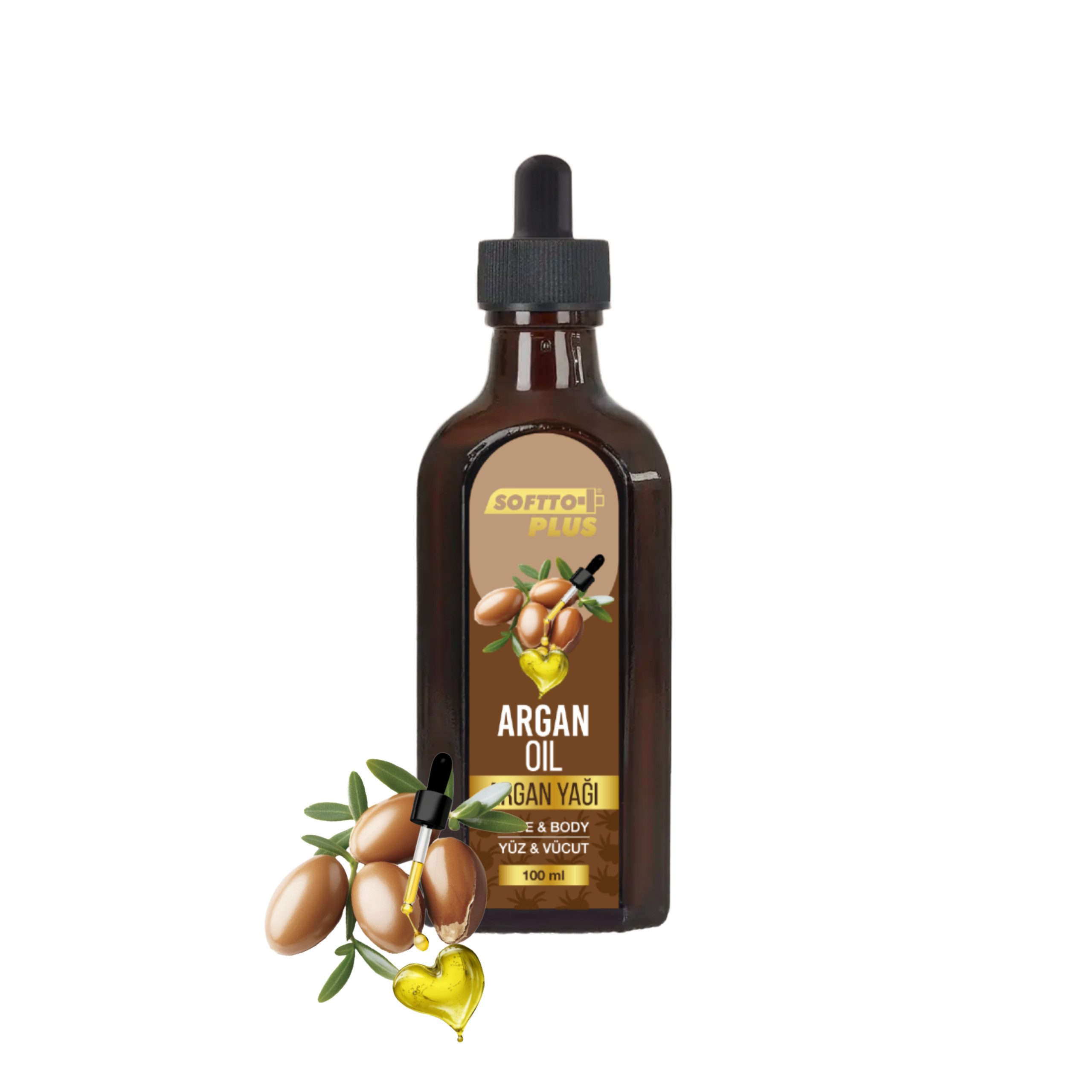 Softto Plus Gesichtsöl Softto+Plus Arganöl - 100ml für Gesicht & Körper