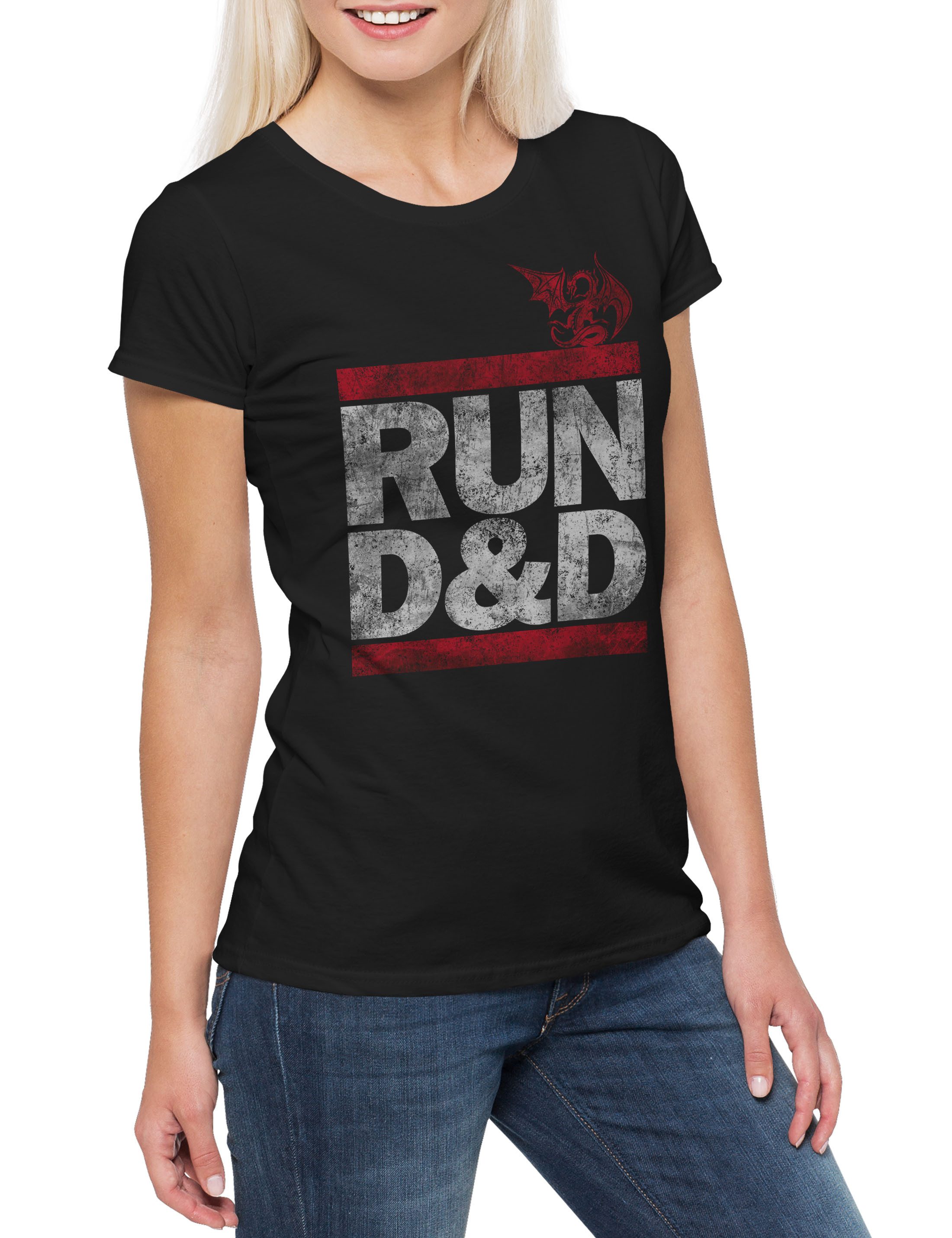 Print-Shirt Run D&D Damen T-Shirt Dungeons Pen and Paper Dragons RPG Larp DMC