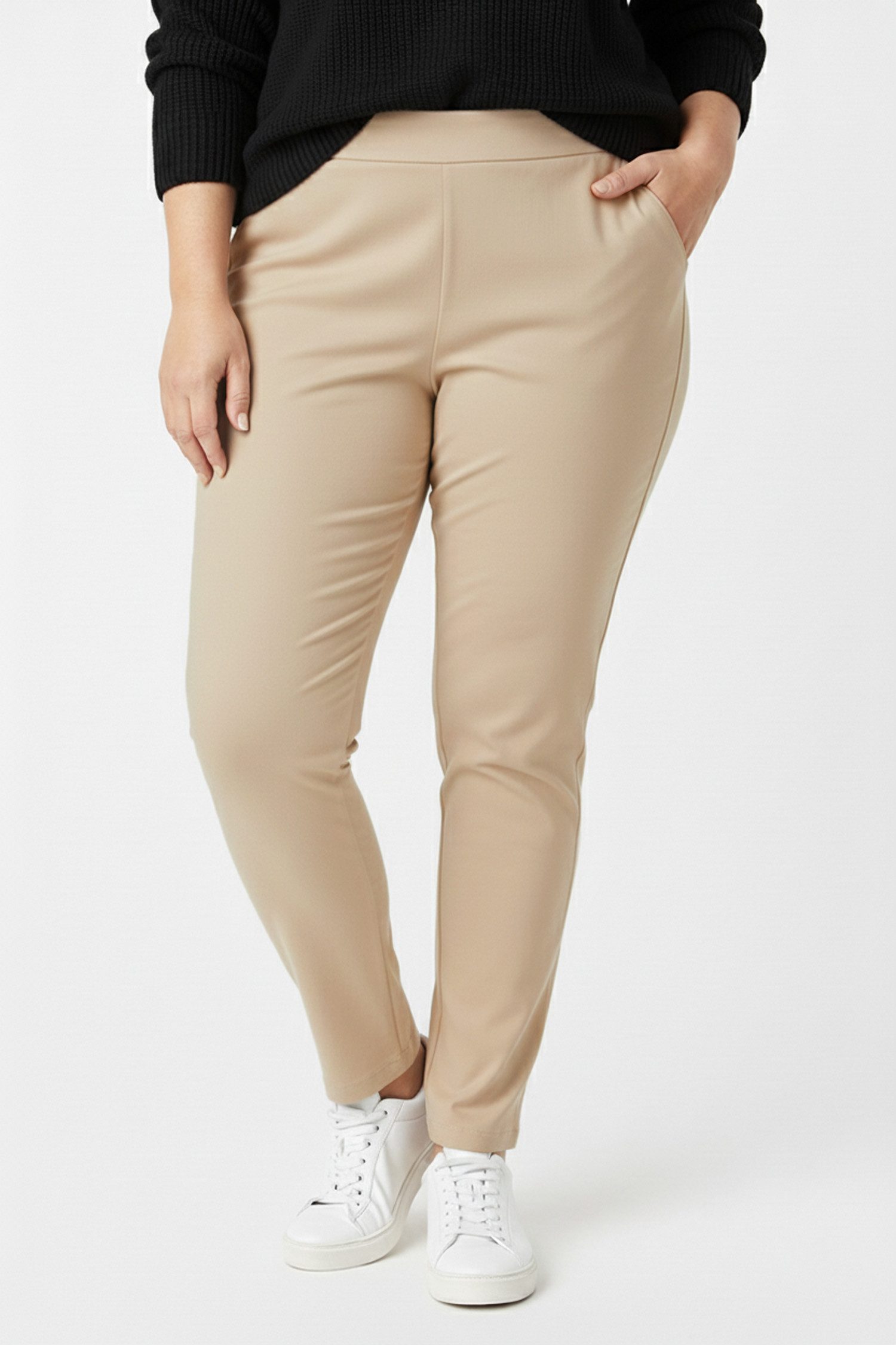 Kendindza Collection Stretch-Hose Bequeme Stoffhose elegant Slim Fit Gummibund flexiblem Rückenteil MADE IN ITALY - Weiches Material - Schlupfhose