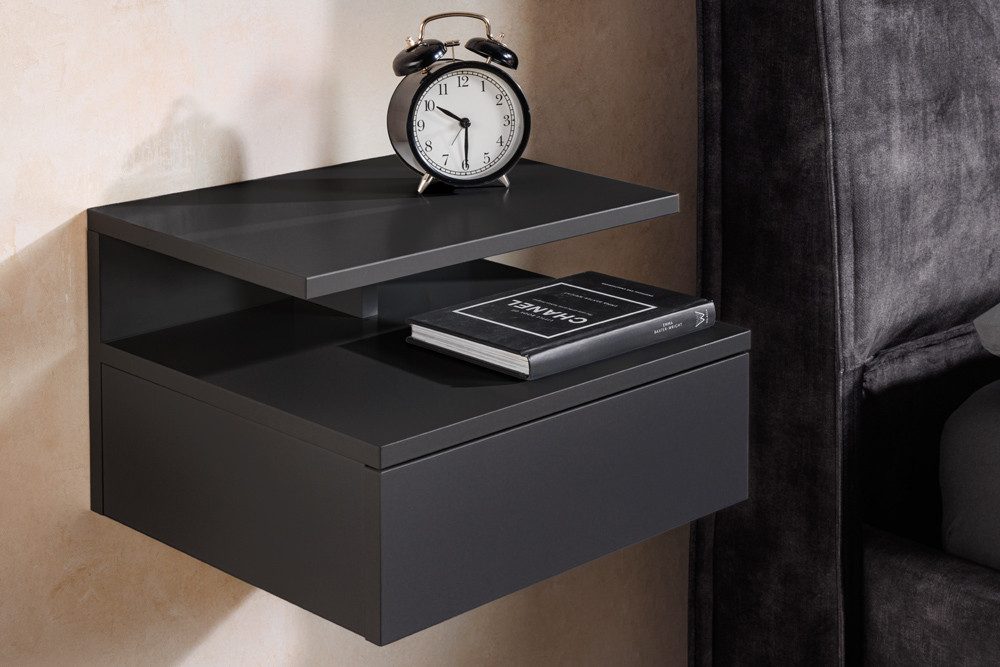 riess-ambiente Nachttisch FLOATING 35cm anthrazit · hängendes Regal mit Schublade · Schlafzimmer (Einzelartikel, 1-St), Nachtschrank · 1 Ablageboden & 1 Schublade · schwebend · Wohnzimmer