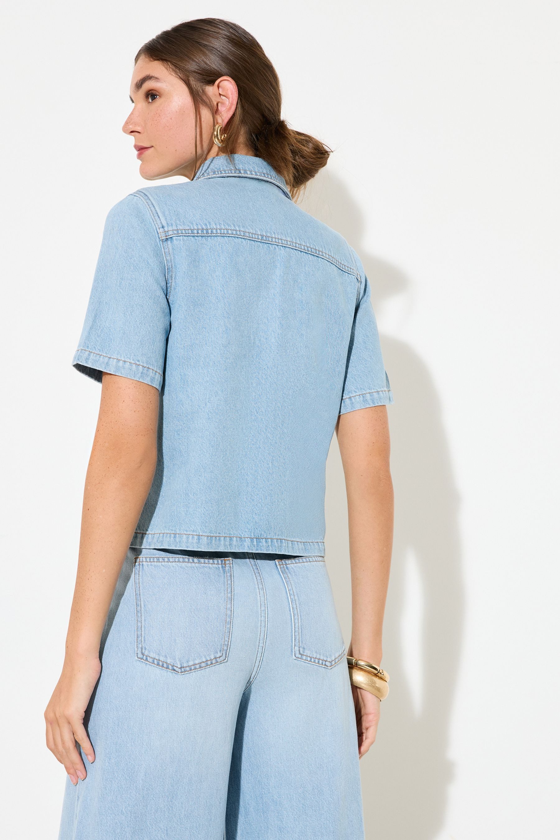 Friends Like These Jeansbluse Friends Like These verkürztes Denim-Button-up günstig online kaufen