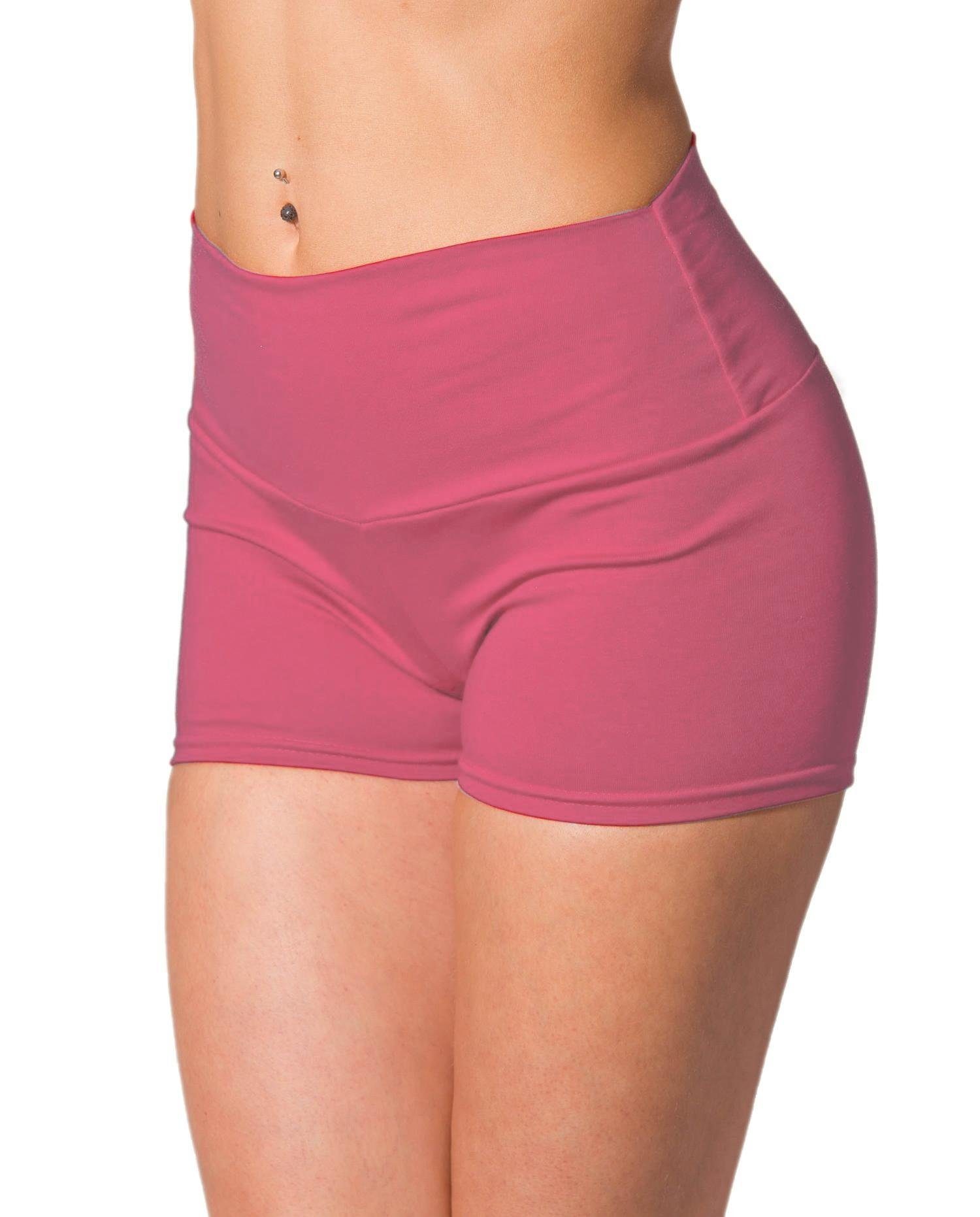 Alkato Yogashorts Alkato Damen Shorts mit Hohem Bund Hotpants Radlerhose Long Shorts Dunkelrosa