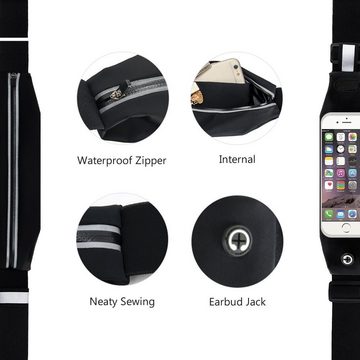 K-S-Trade Handyhülle für Samsung Galaxy S22, Bauchtasche Gürteltasche schwarz + Kopfhörer. Sport Running