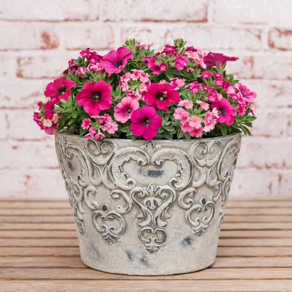AltoBelli Blumentopf AltoBelli Blumentopf LUCIA Creme Weiß Zement 14x12 cm