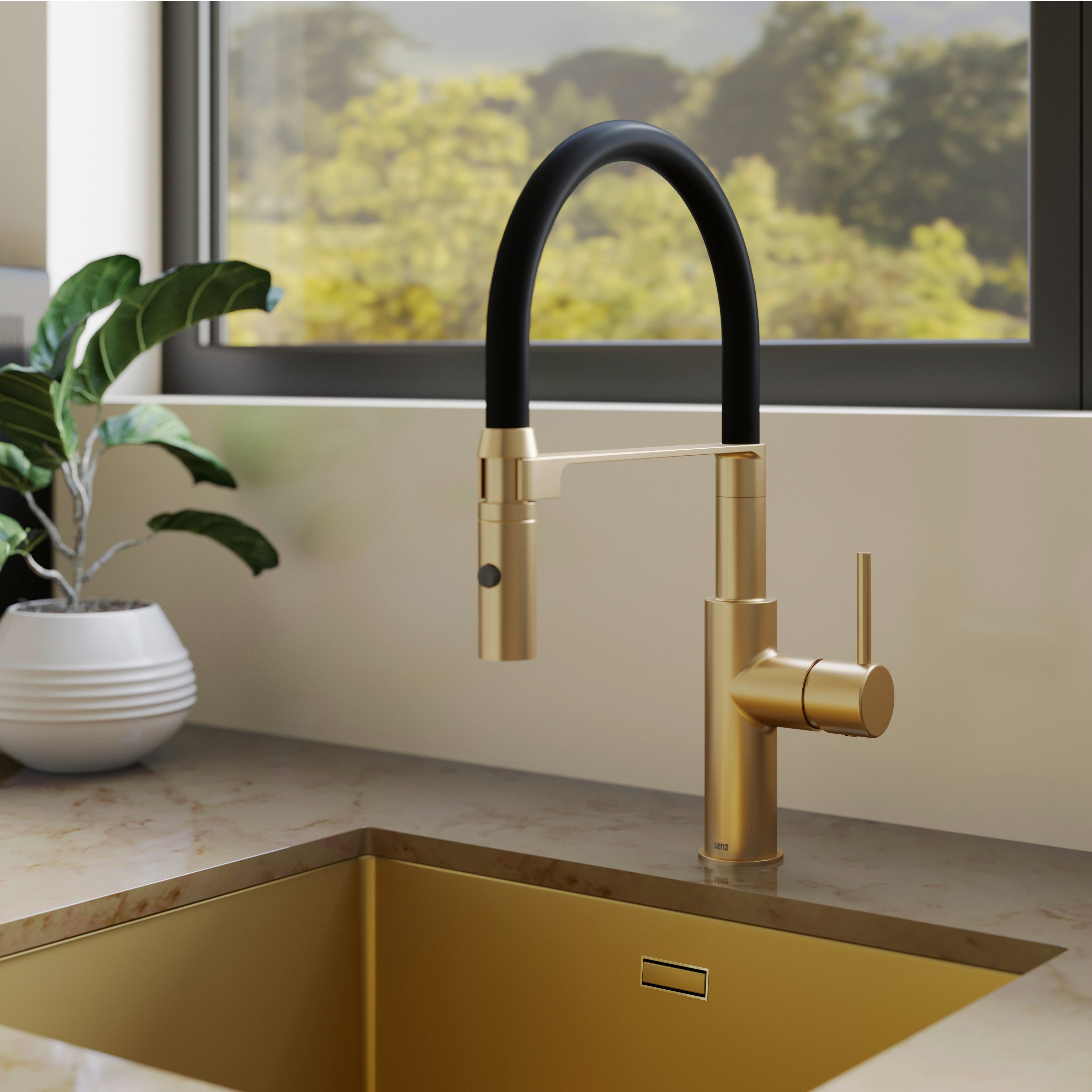 Lenz Küchenarmatur NALU Flexible Pendelbrause mit 2 Strahlarten