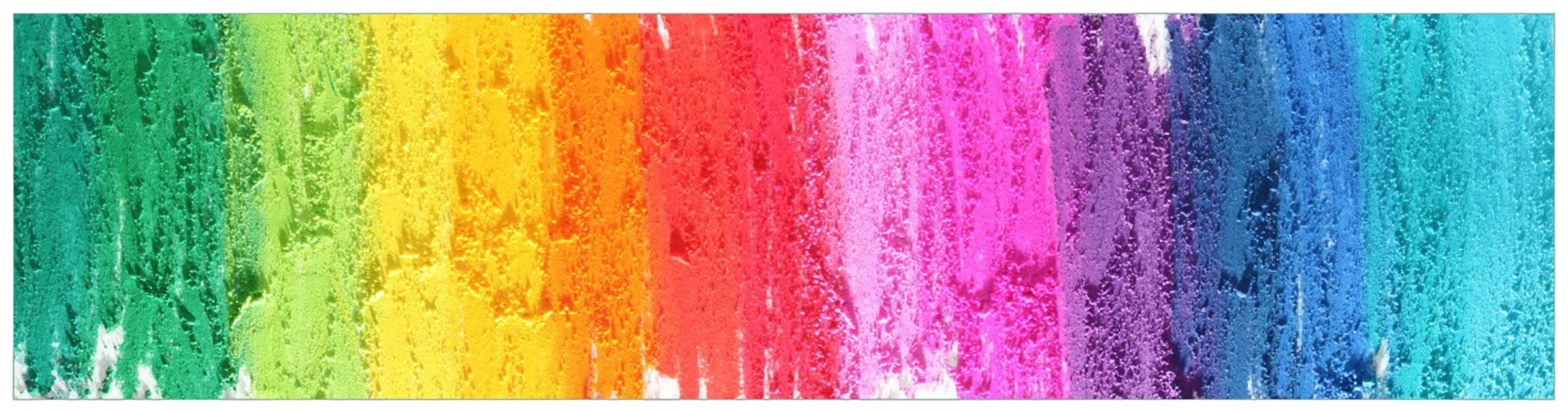 Wallario Küchenrückwand Regenbogenstreifen auf weißem Hintergrund - Bunter Anstrich, (1-tlg)