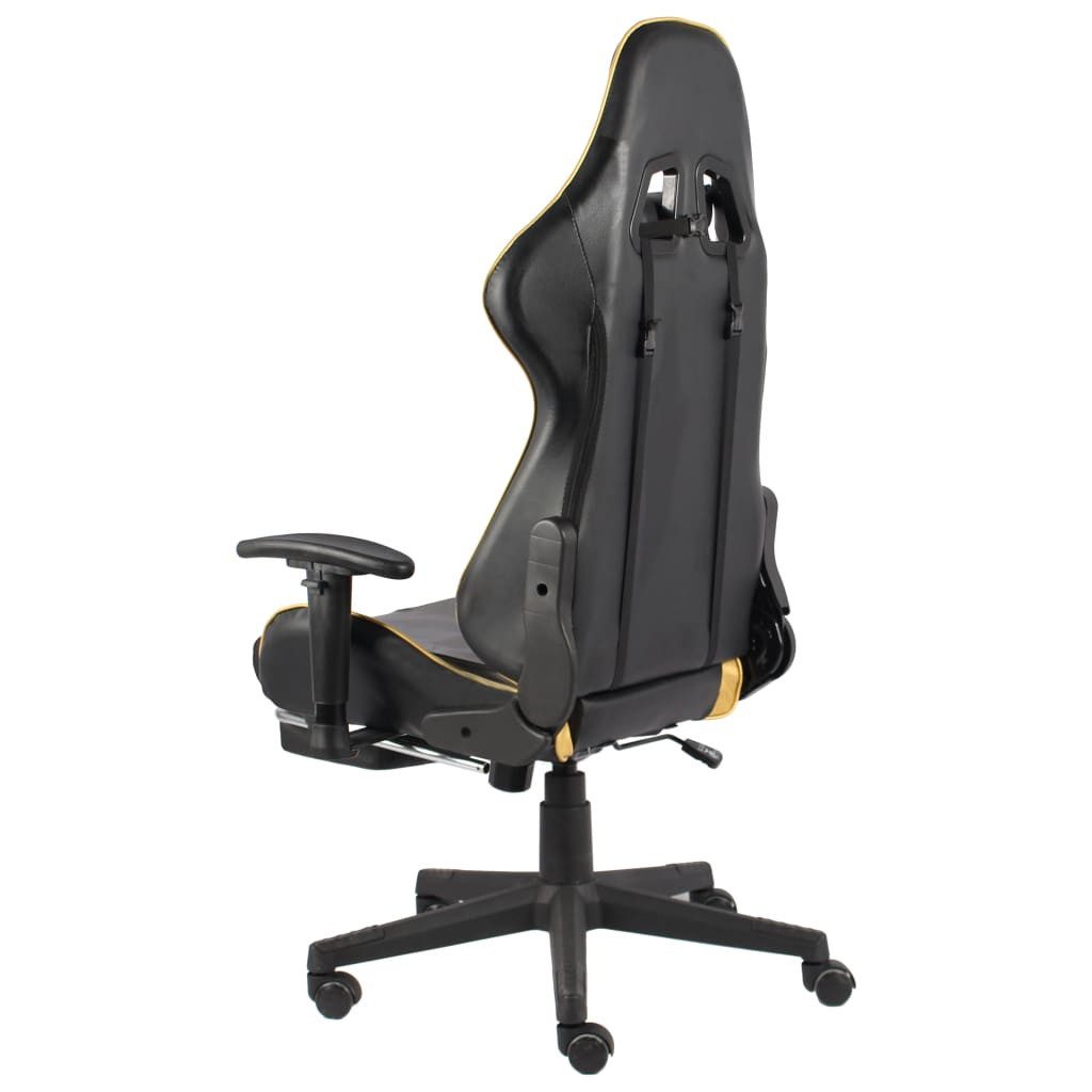 furnicato Gaming-Stuhl Luxuriöser 68x69x123-133 cm in Gold und Schwarz (1 St), Ergonomischer Drehstuhl mit Fußstütze und verstellbarer Rückenlehne