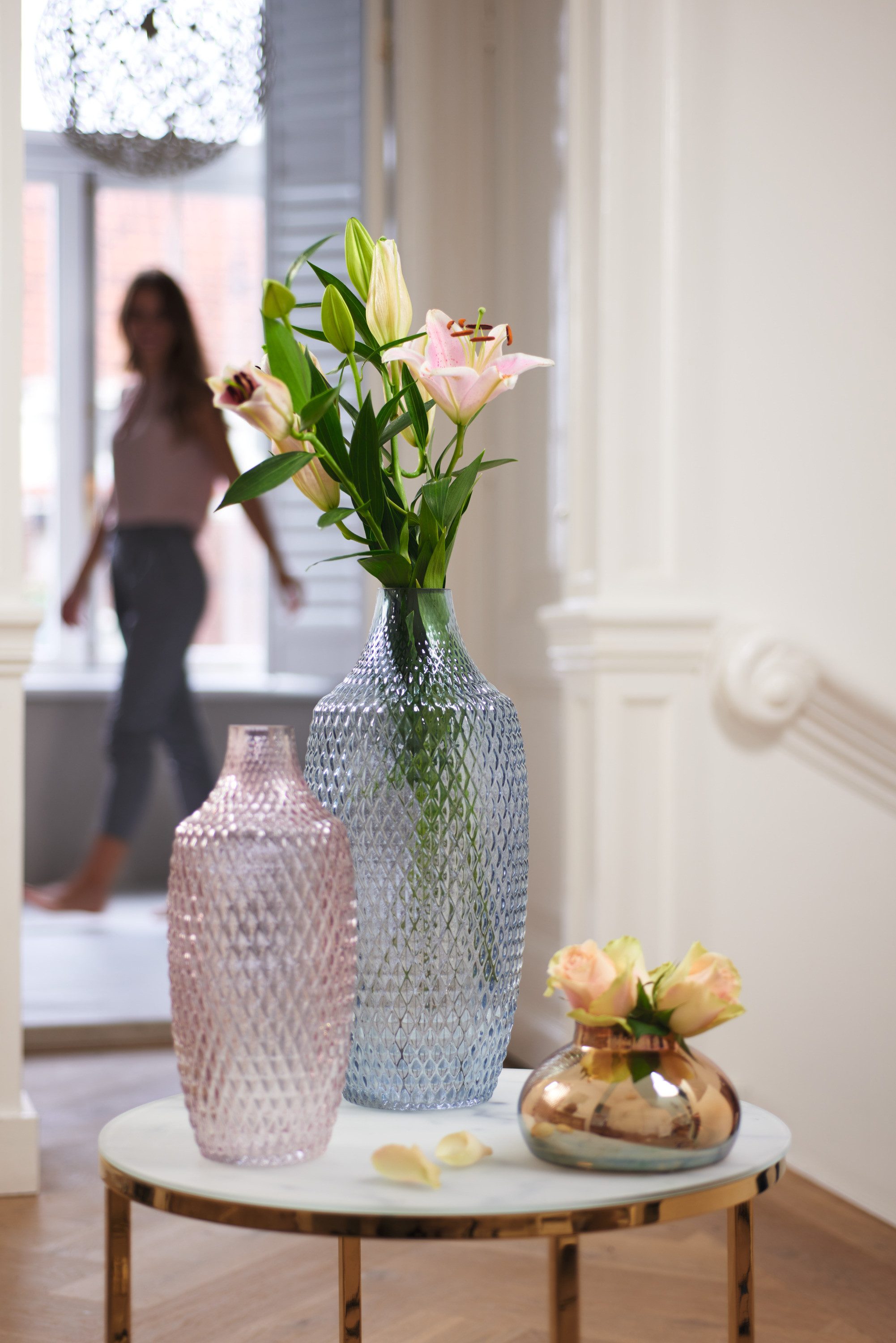 LEONARDO Bodenvase Dekovase POESIA, Relief-Optik (1 St), aus Glas, handgefe günstig online kaufen