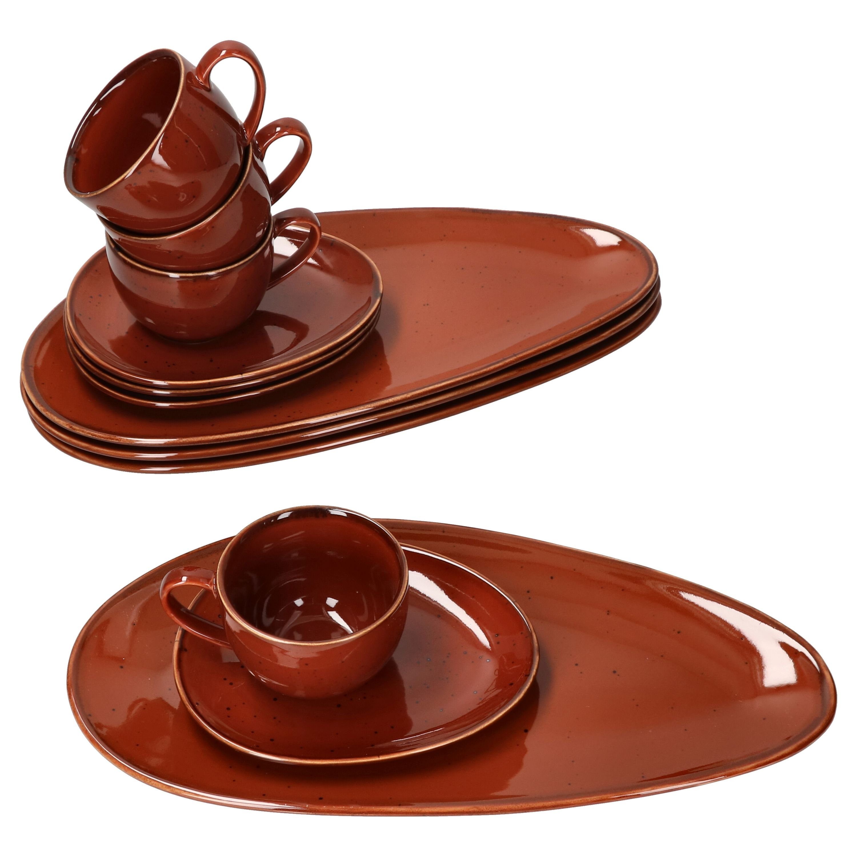 MamboCat Kaffeeservice 12tlg. Kaffee-Service Marron Taste braun - 211481+ 211498 + 211573, Porzellan