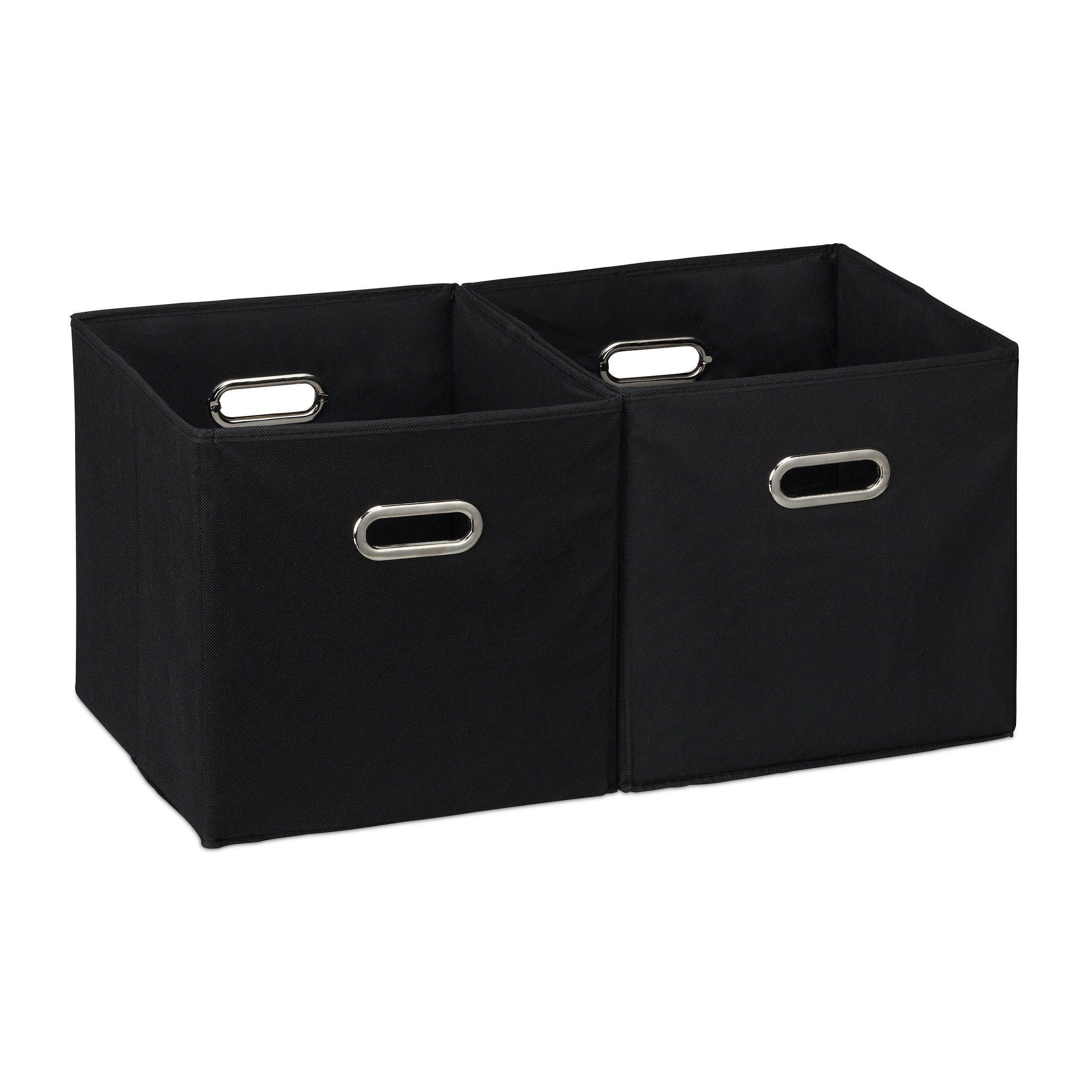 relaxdays Aufbewahrungsbox Stoff 2er Set, Schwarz günstig online kaufen