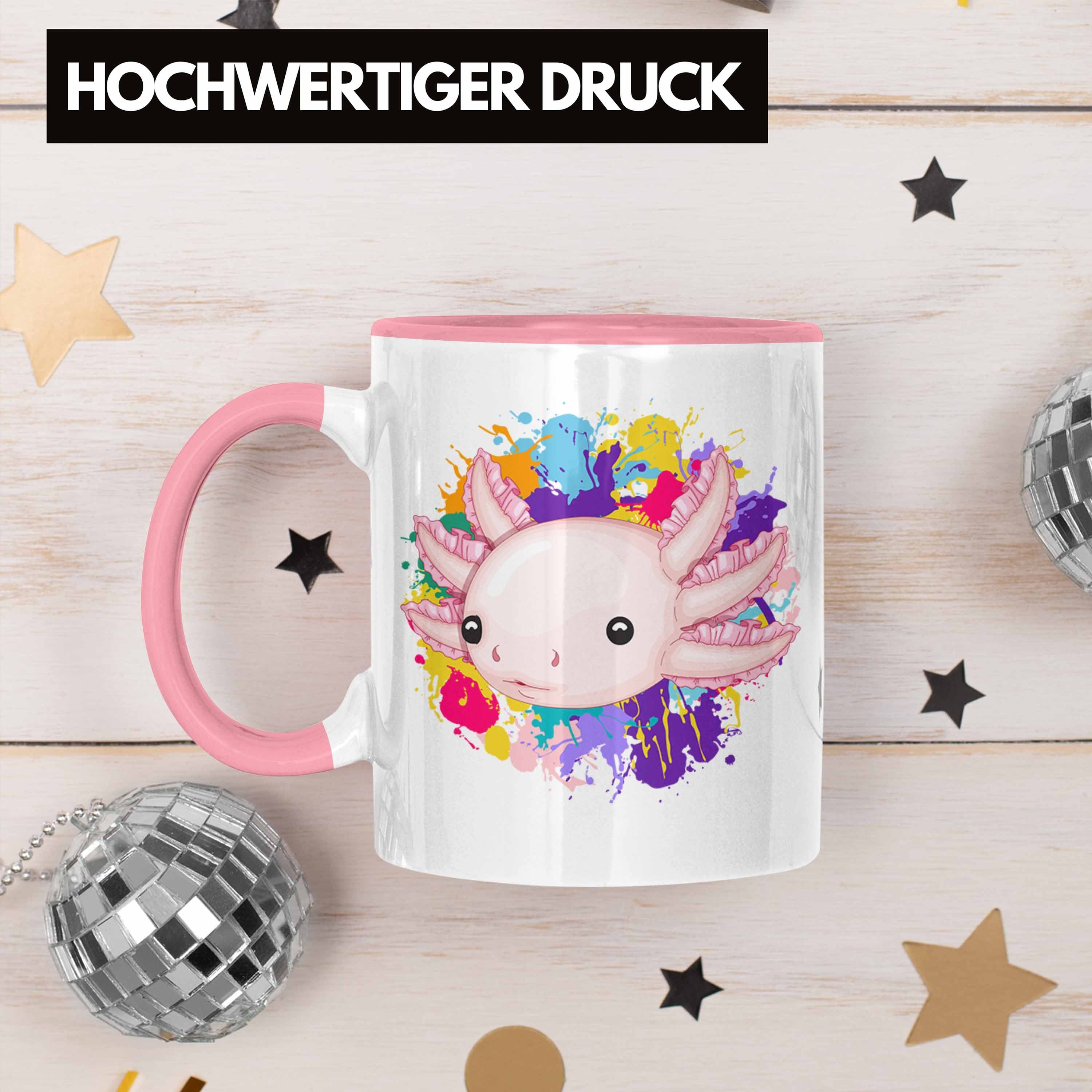 für Axolotl Gamer Tasse Geschenk Trendation Rosa Geschenkidee Schwanzlurch Schwanz-Lur Tasse