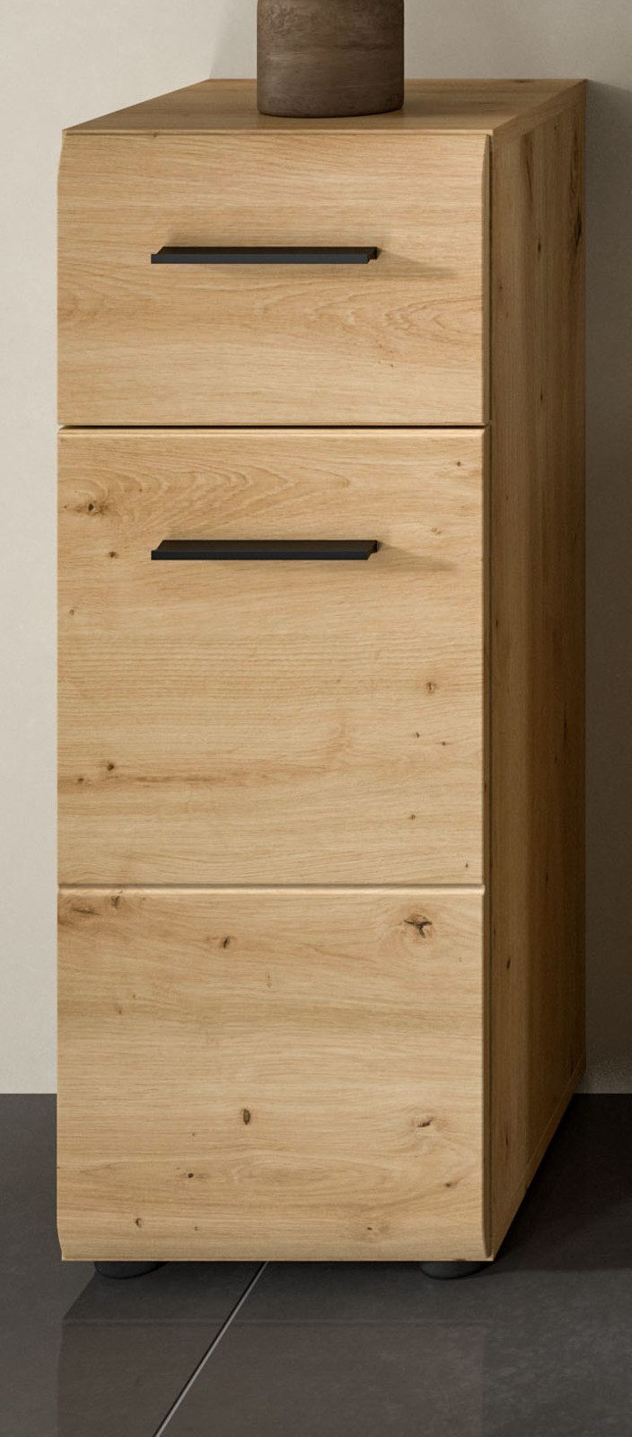 Inn.Furn Badkommode Cover (Badschrank in Eiche Artisan, Tür und Schubkasten, 30 x 80 cm), mit Vollauszug – Bild 2 von 5