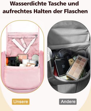 MULISOFT Kulturbeutel Portable Reise Kulturtasche Damen, Herren, großvolumig Wasserdicht mit Aufhängehaken Reise Kulturbeutel (Rosa)