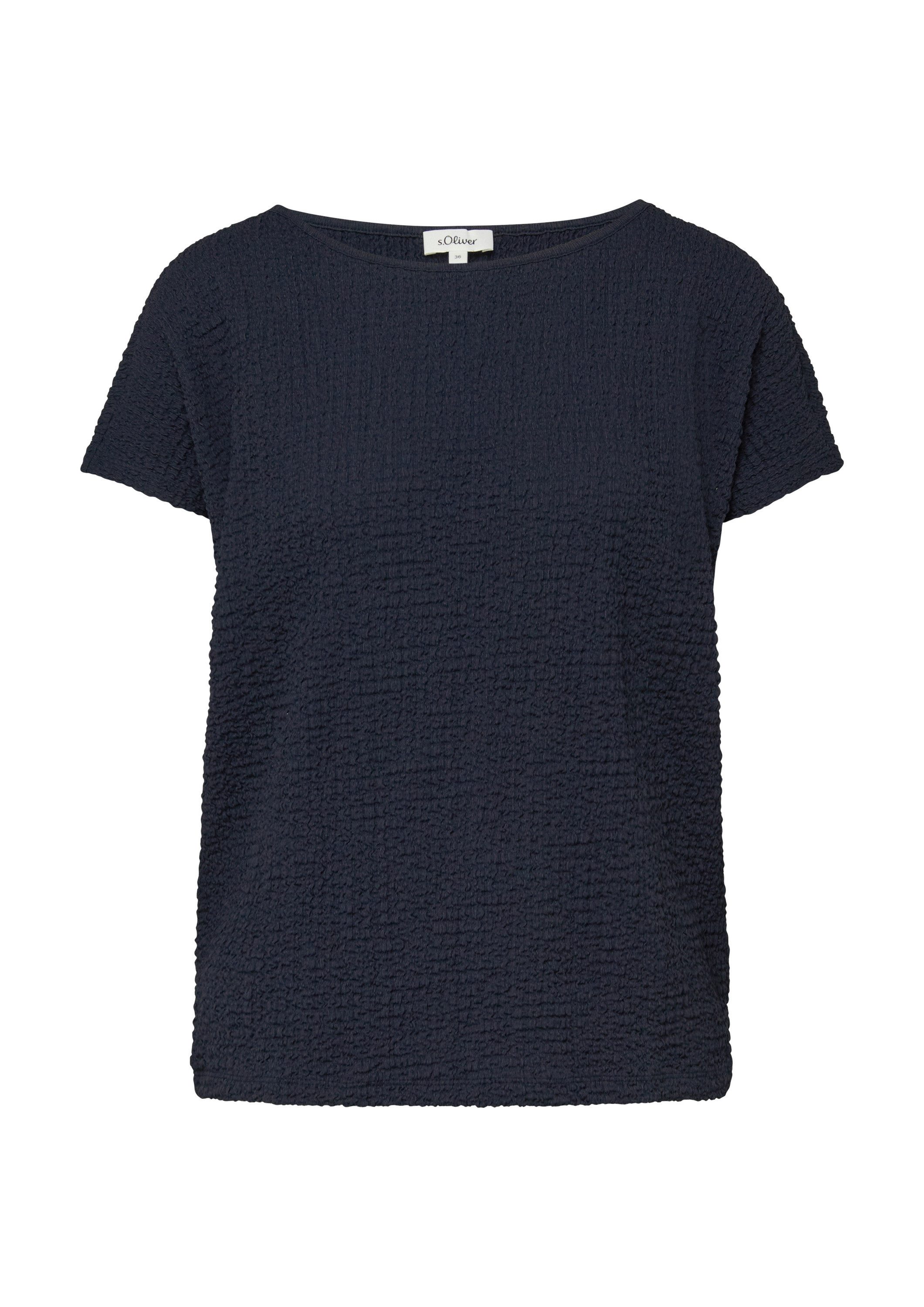 s.Oliver Kurzarmshirt T-Shirt T-Shirt aus Strukturjersey mit überschnittene günstig online kaufen