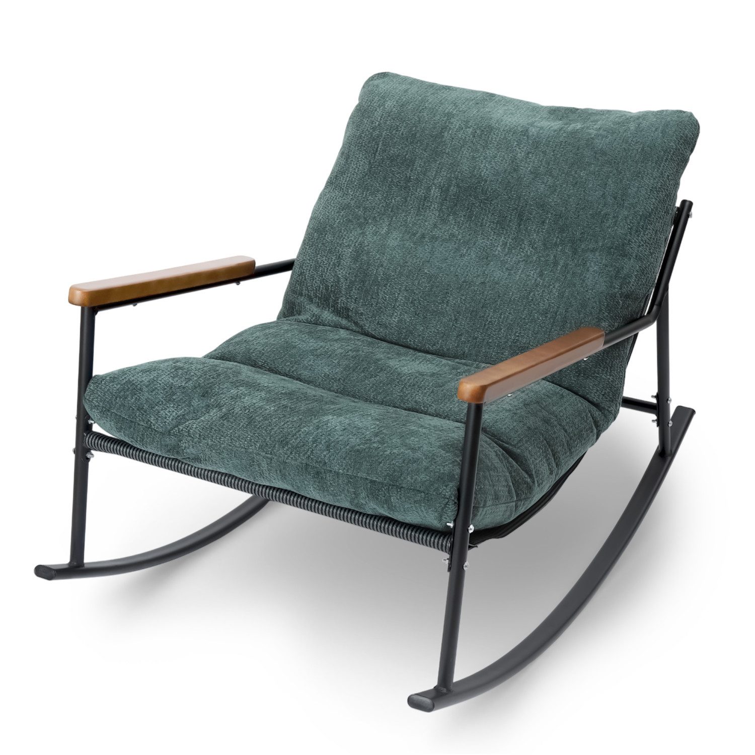 Allyson Schaukelsessel Retro Schaukelstuhl Cord Relaxsessel Polstersessel Metallgestell (Einzelstück, Einzelartikel), Hochwertiger Cord-Bezug; Soft-Touch Haptik; Inklusive Montagesatz