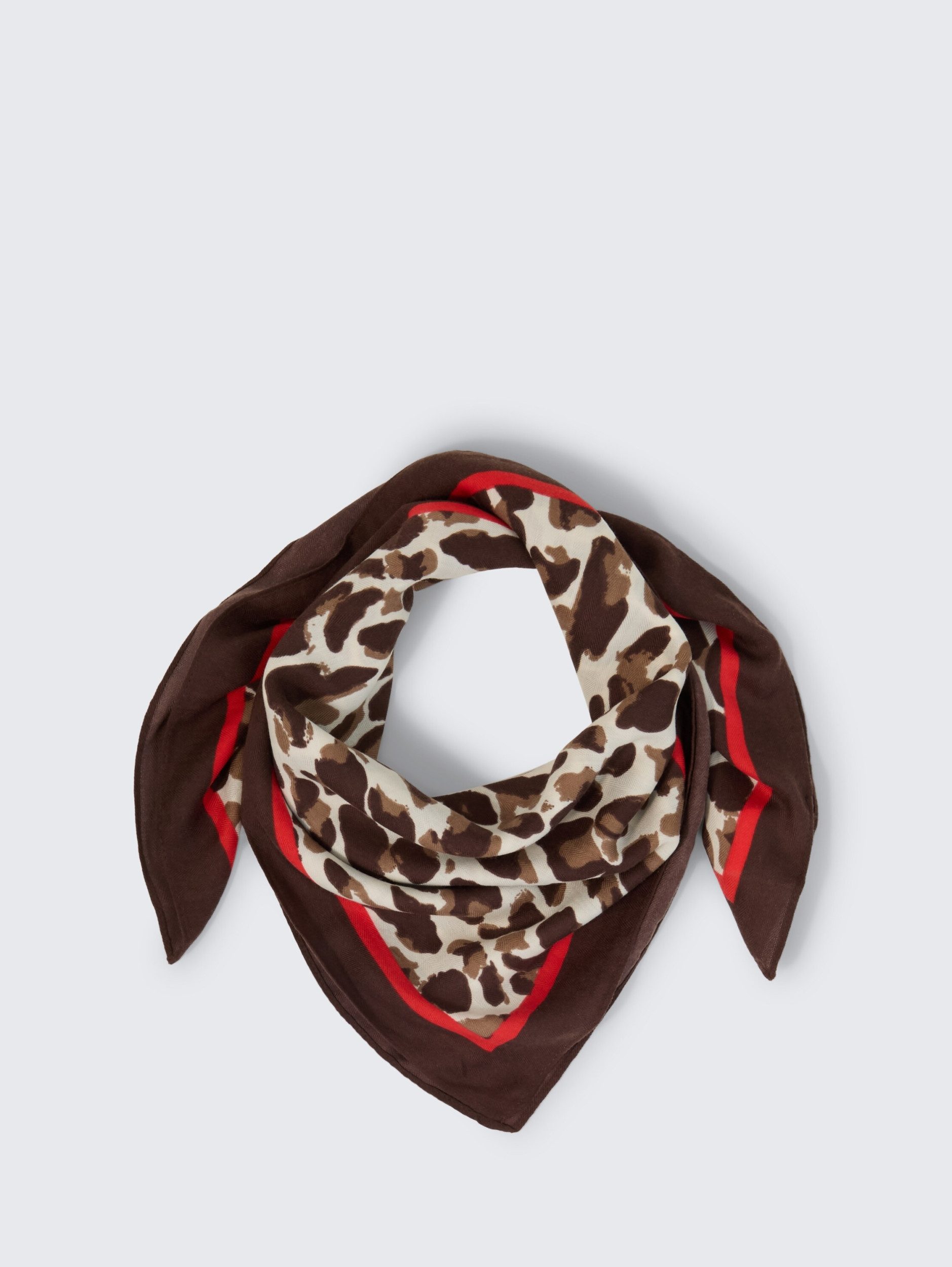 TOM TAILOR Halstuch printed square scarf, beige brown leo design