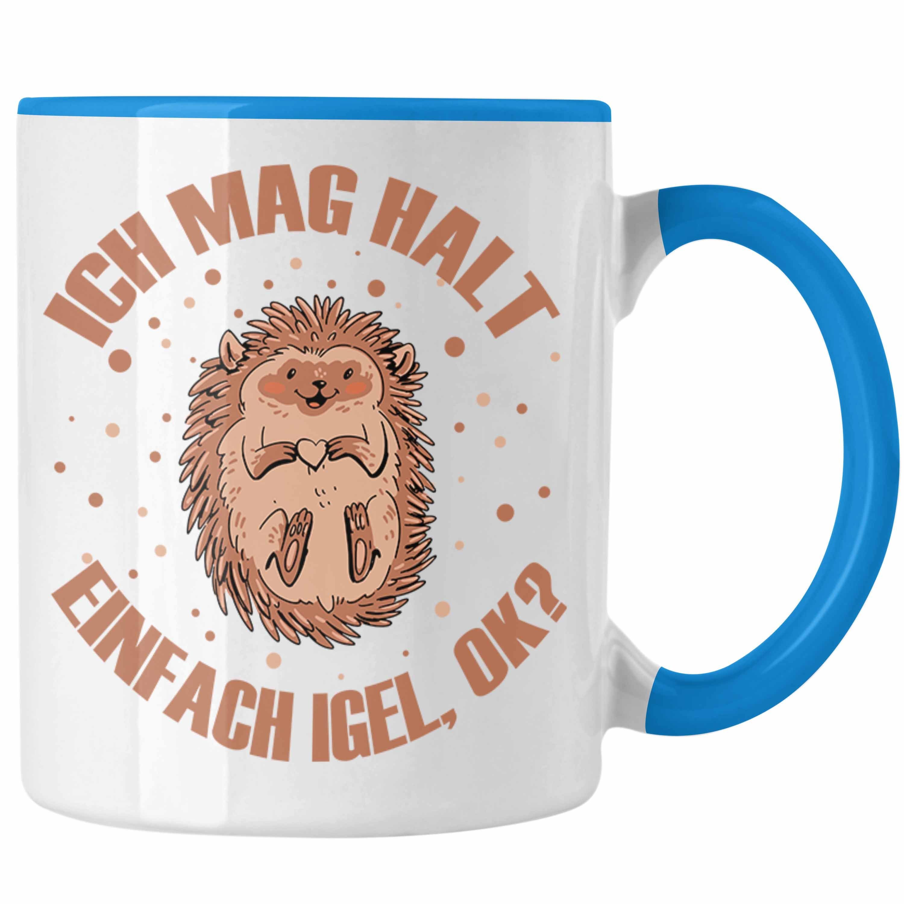 Trendation Tasse Igel Tasse - Tolles Geschenk für Igel-Liebhaber Blau