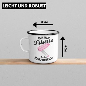 Trendation Thermotasse Trendation - Friseur Emaille Tasse Geschenk Zuebhör Geschenkideen Friseursaloneröffnung Frisörin Emaille Tassen KaffeeEmaille Tasse Spruch Friseurin