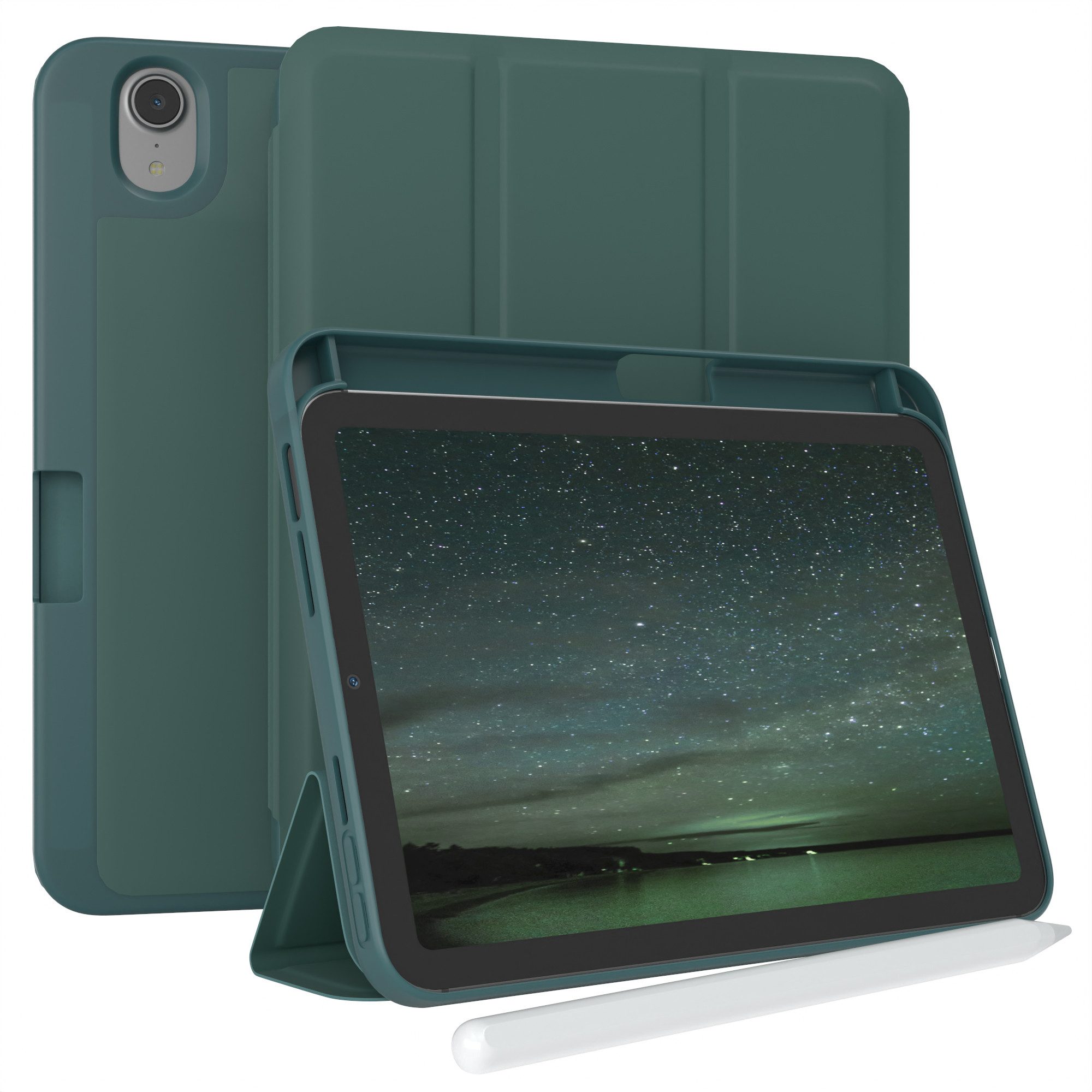 EAZY CASE Tablet-Hülle Penholder Smartcase für Apple iPad Mini 7 (2024) - A17 Pro 8,3 Zoll, Etui Klapp Cover Schutzhülle Smart Case Sleep Modus Funktion Grün